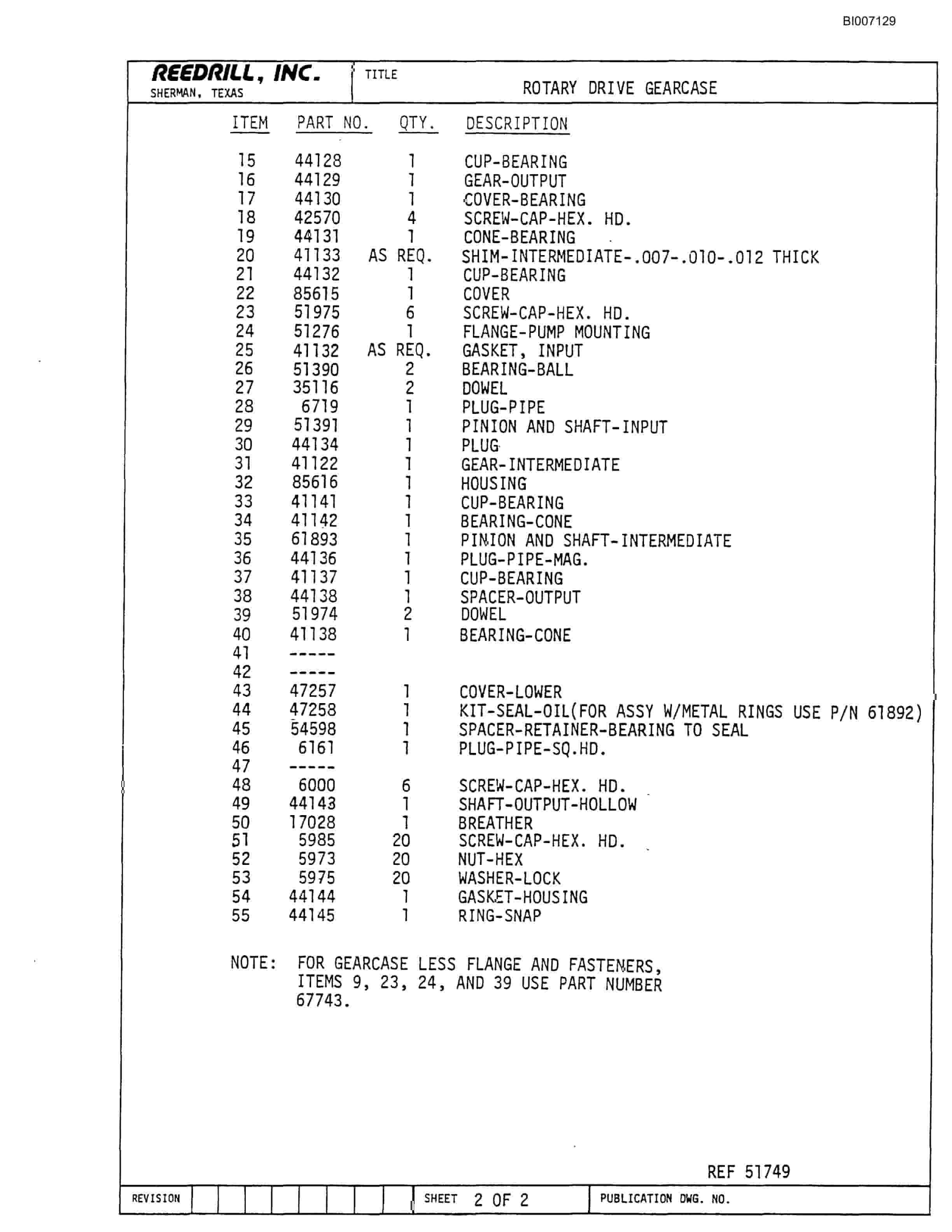 Bucyrus SK-40 Parts Catalog BI007129-3