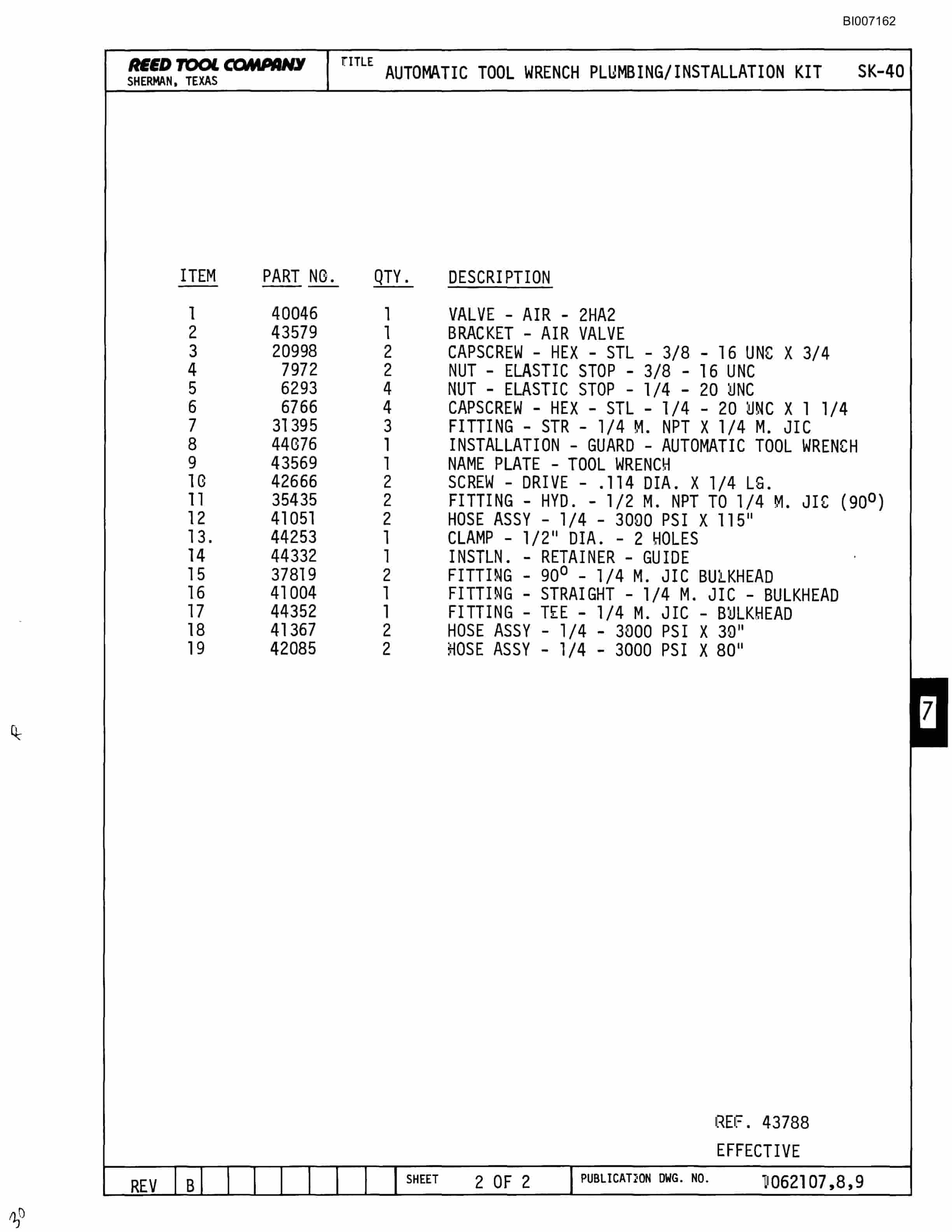Bucyrus SK-40 Parts Catalog BI007162-3