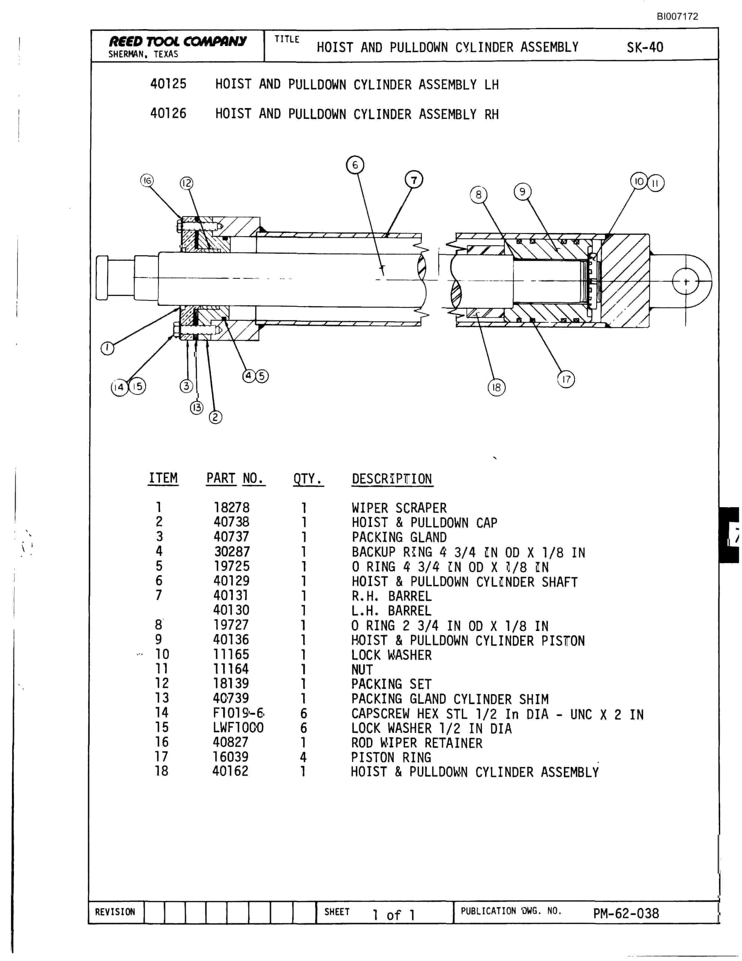Bucyrus SK-40 Parts Catalog BI007172-3