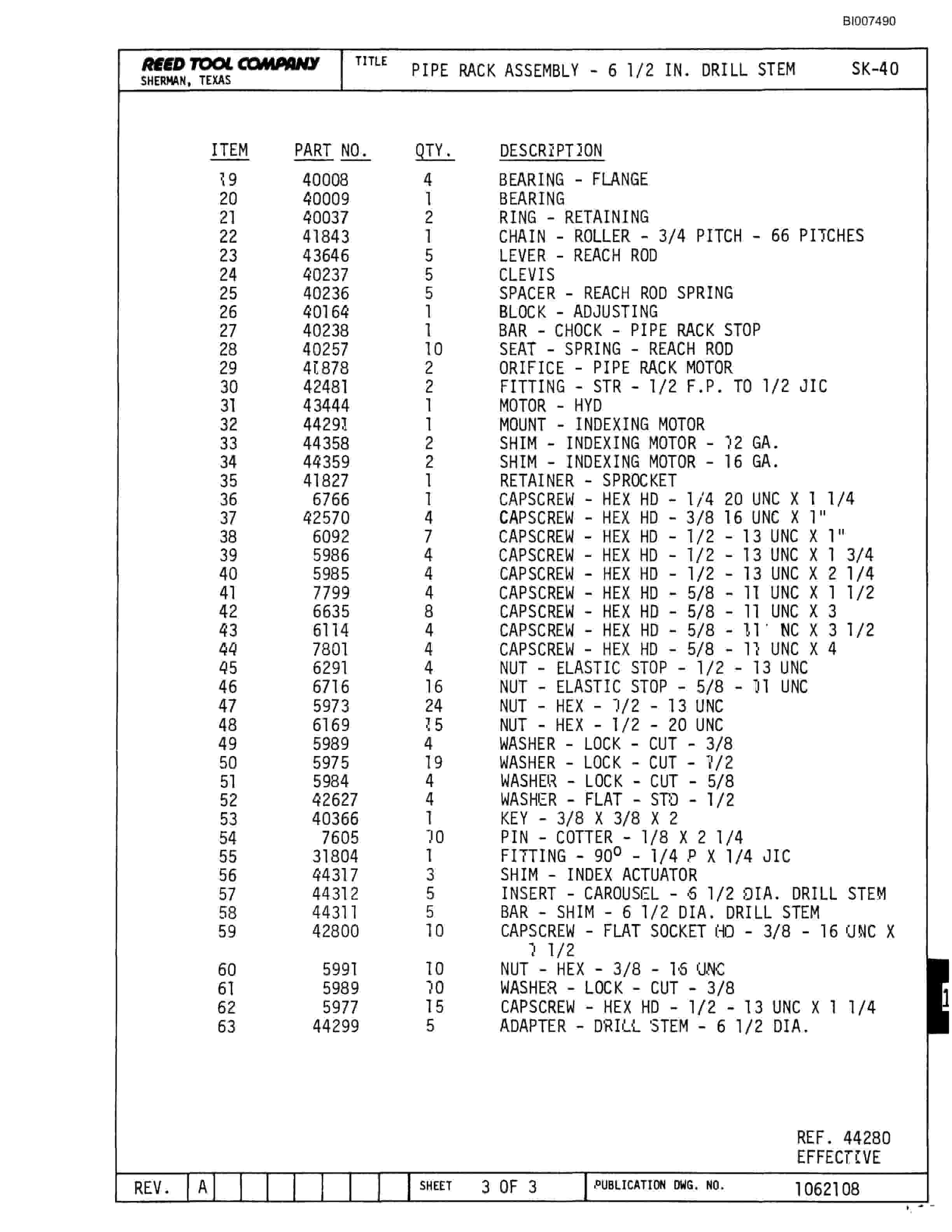 Bucyrus SK-40 Parts Catalog BI007490-5
