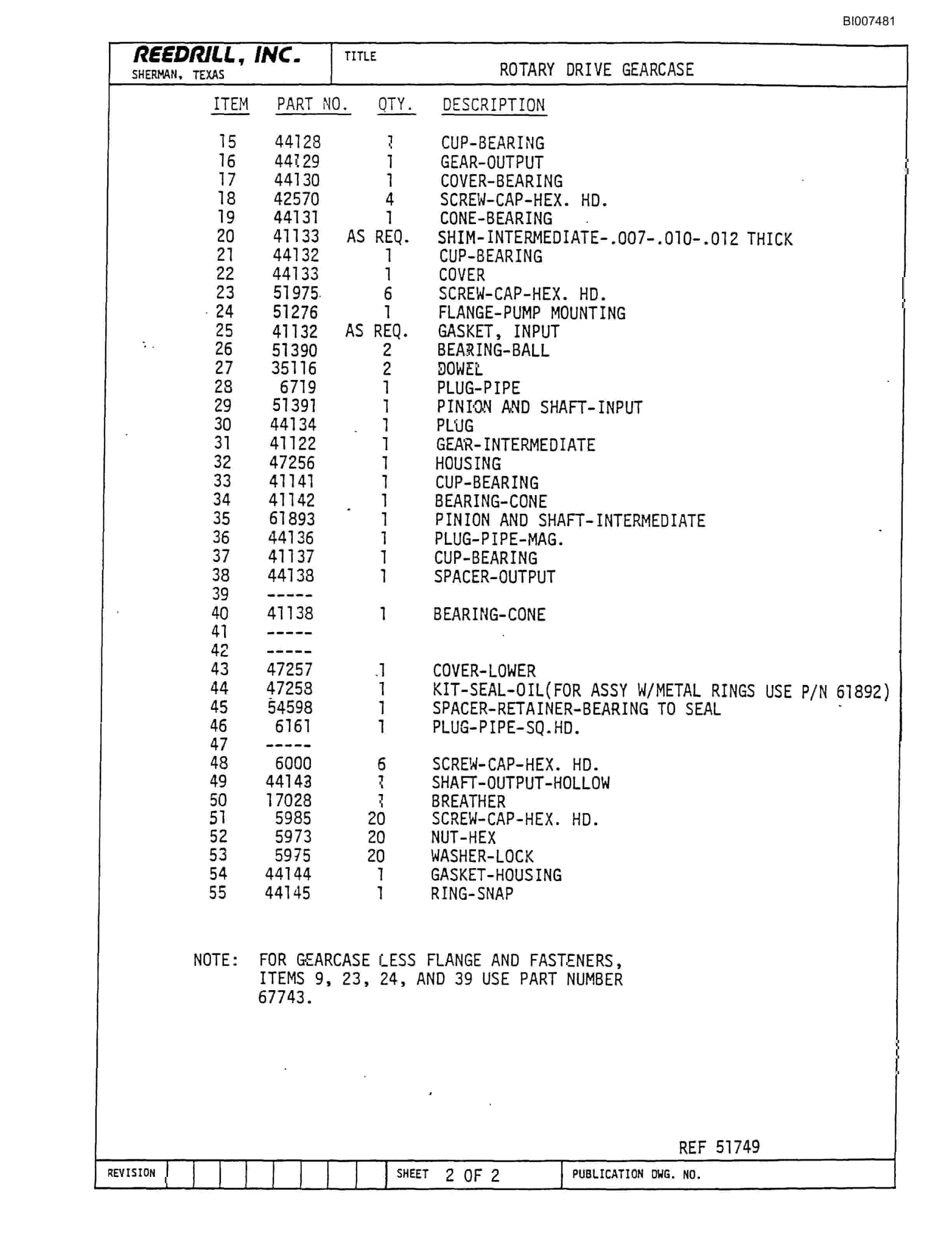 Bucyrus SK-40HP Parts Catalog BI007481-3