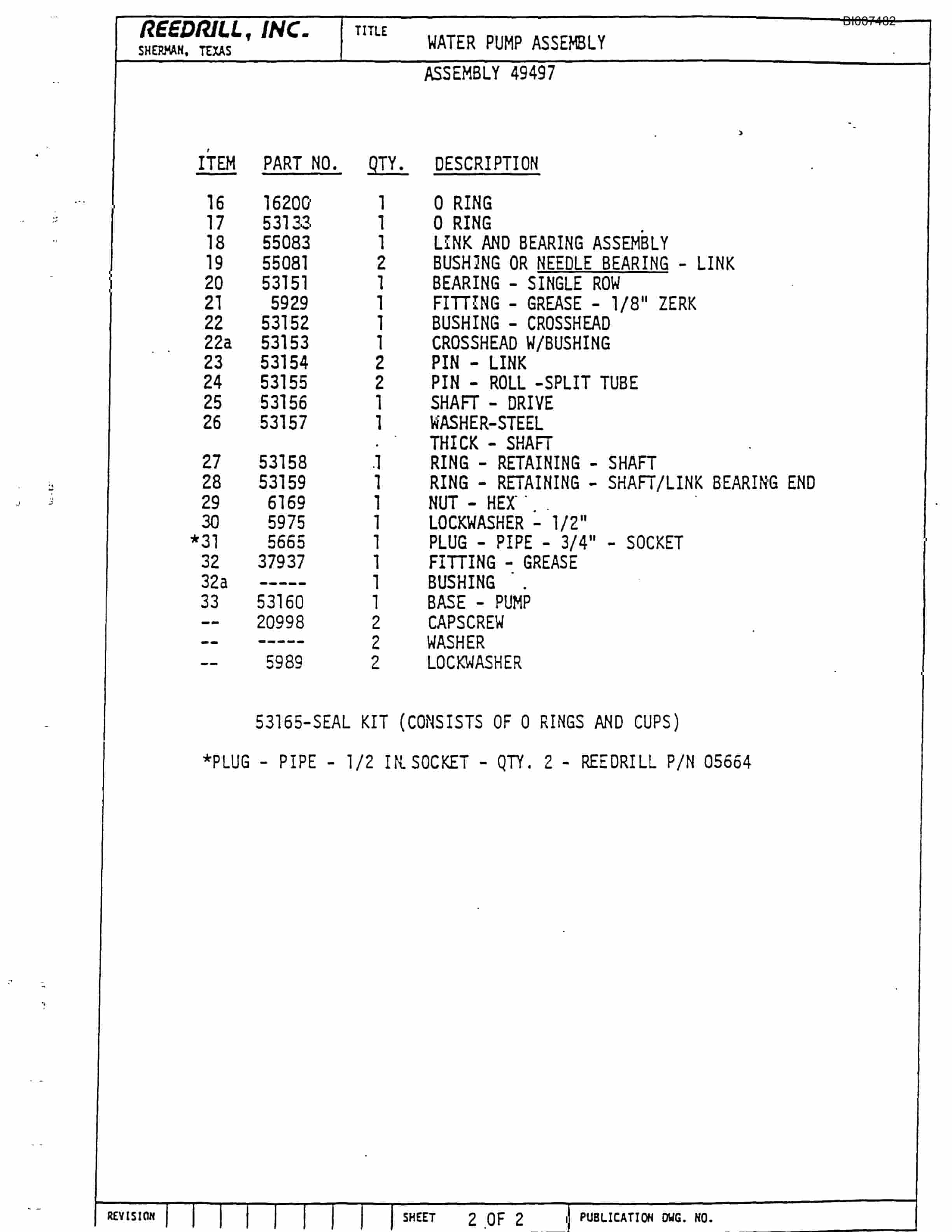 Bucyrus SK-40HP Parts Catalog BI007482-3