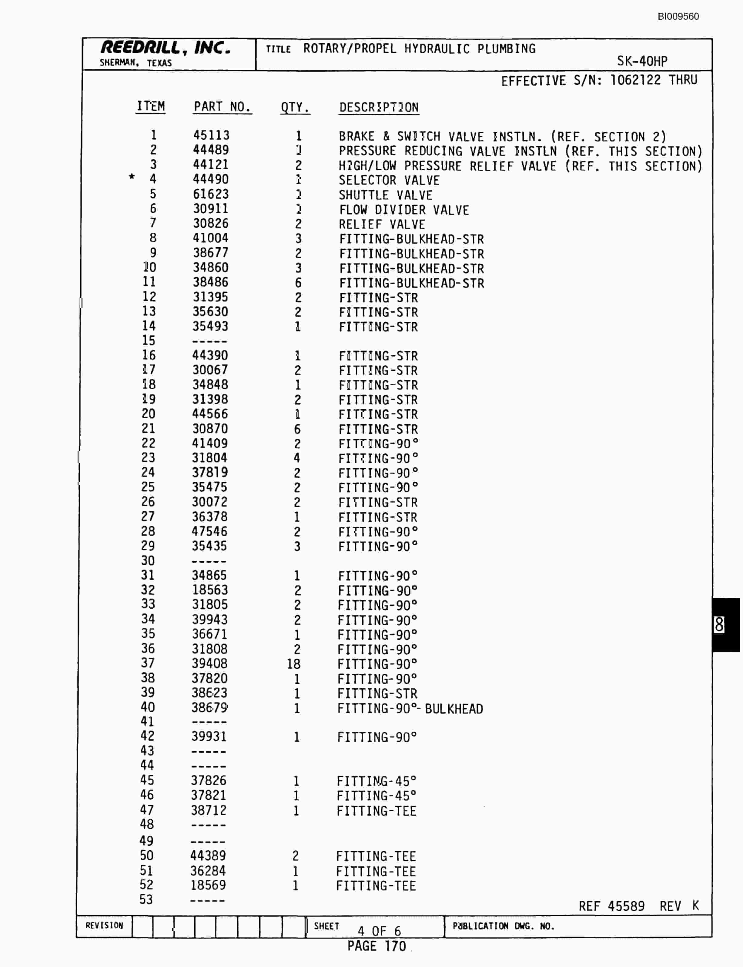 Bucyrus SK-40HP Parts Catalog BI009560-4