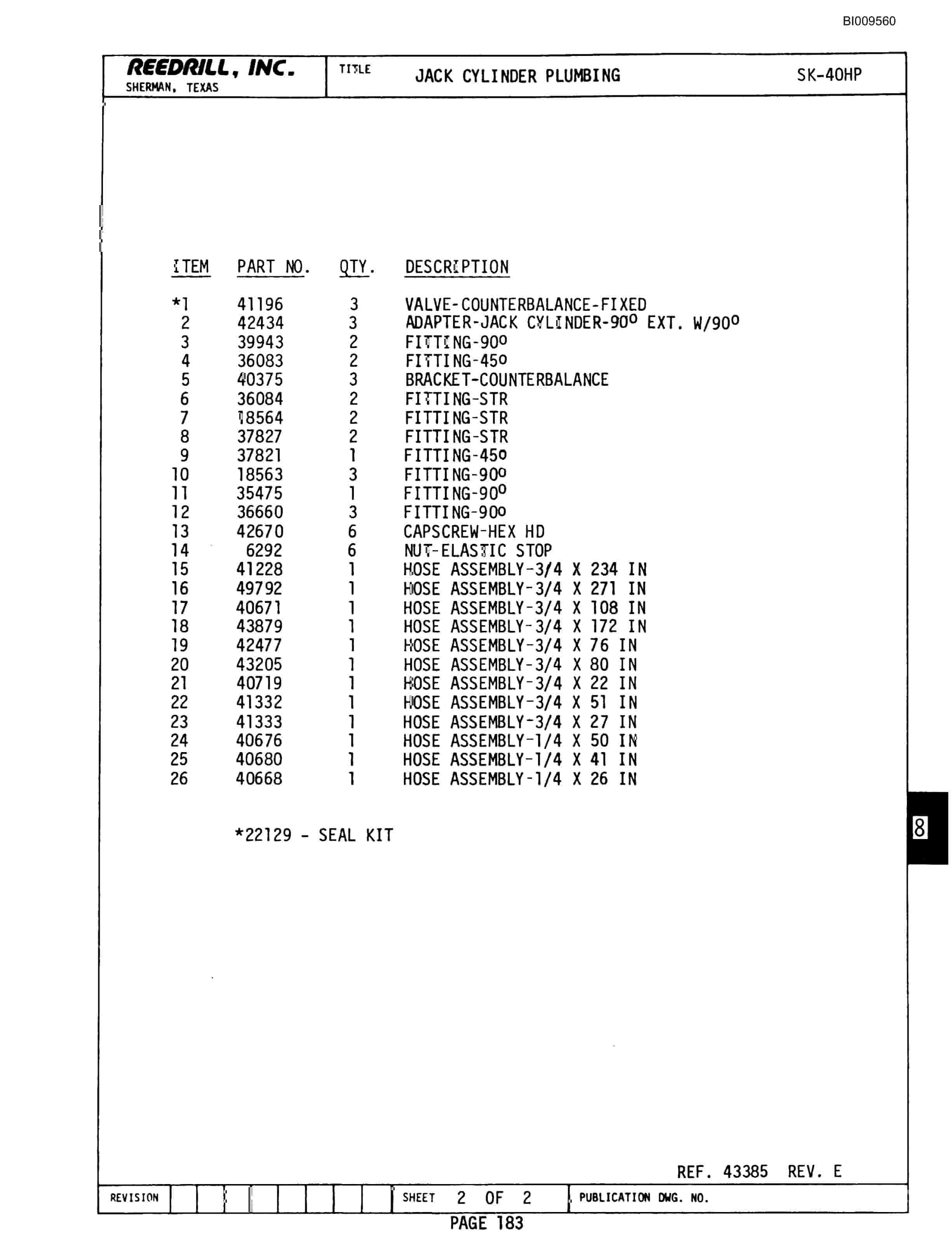 Bucyrus SK-40HP Parts Catalog BI009560-5