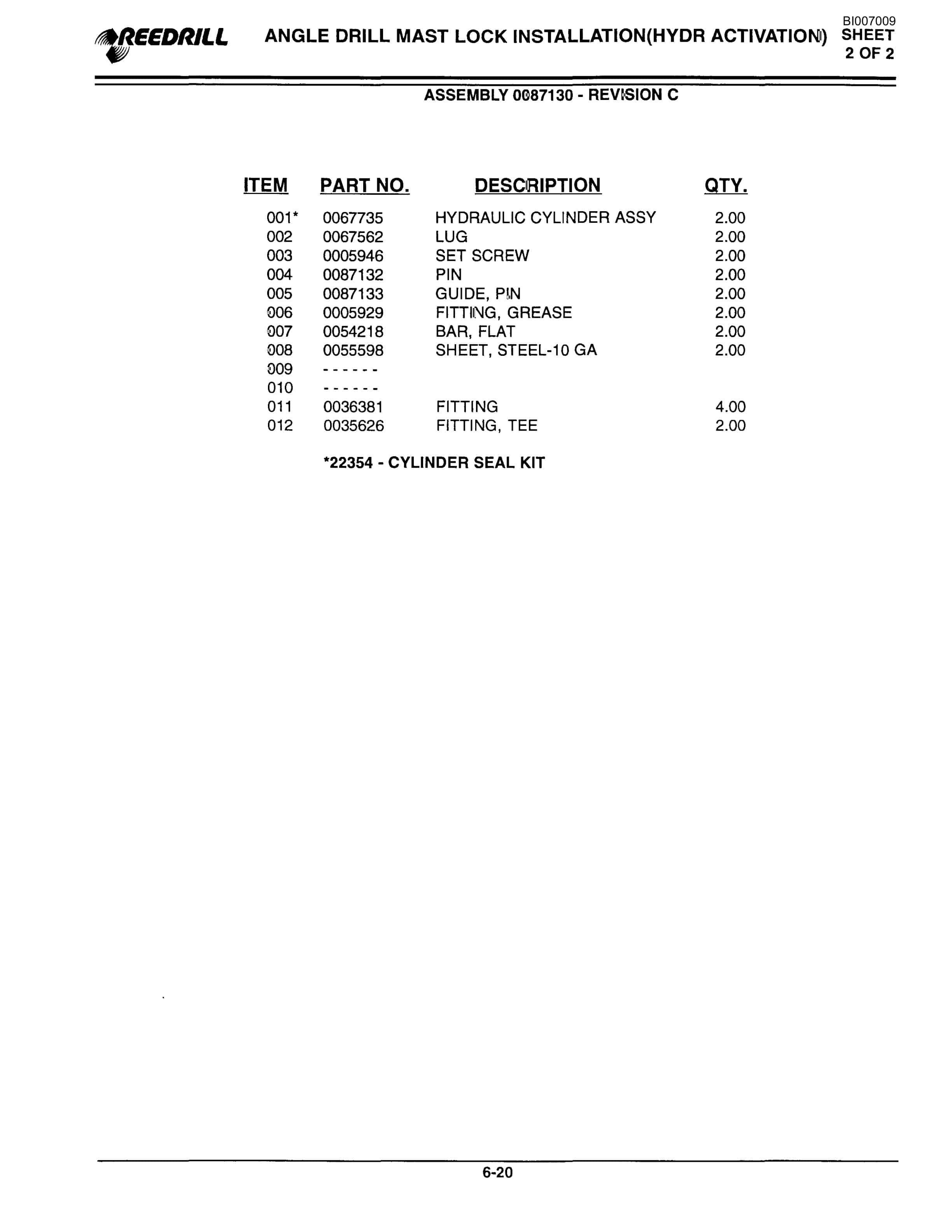 Bucyrus SK-45i Parts Catalog BI007009-3