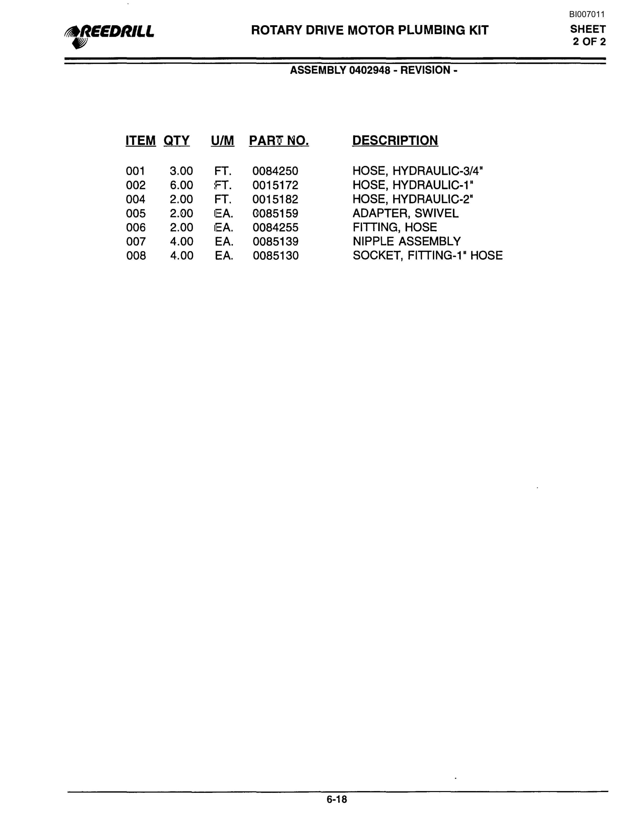 Bucyrus SK-45i Parts Catalog BI007011-3
