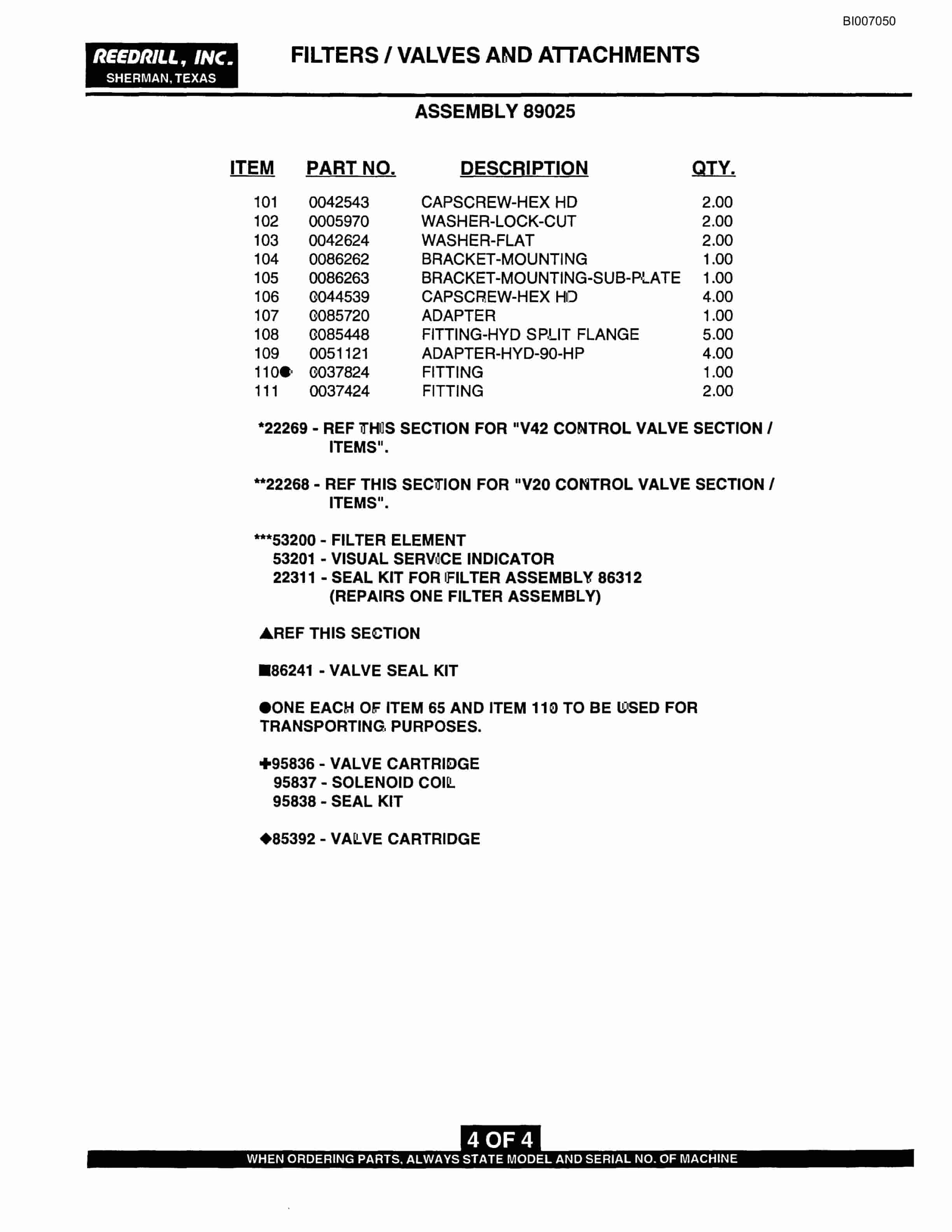 Bucyrus SK-45i Parts Catalog BI007050-4