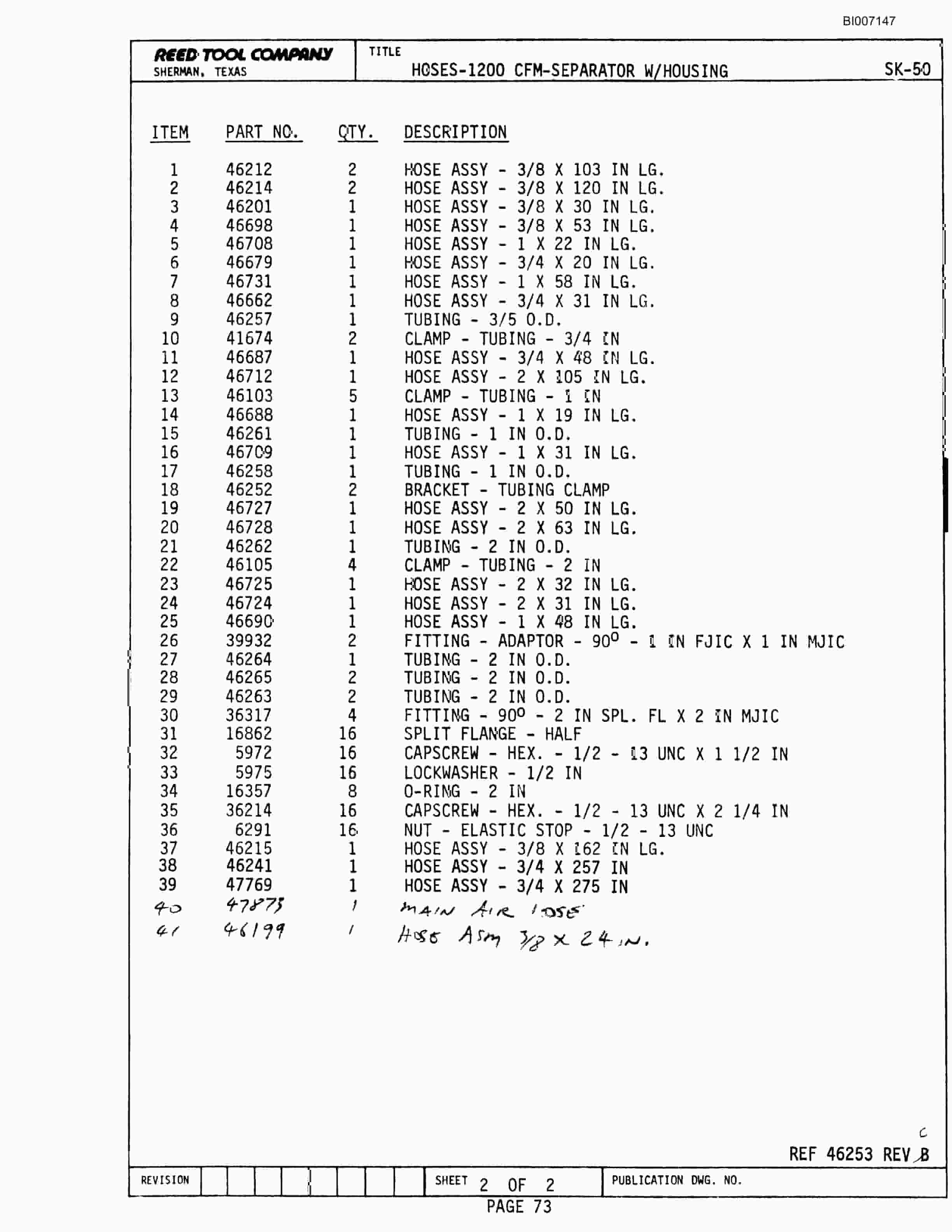 Bucyrus SK-50 Parts Catalog BI007147-2