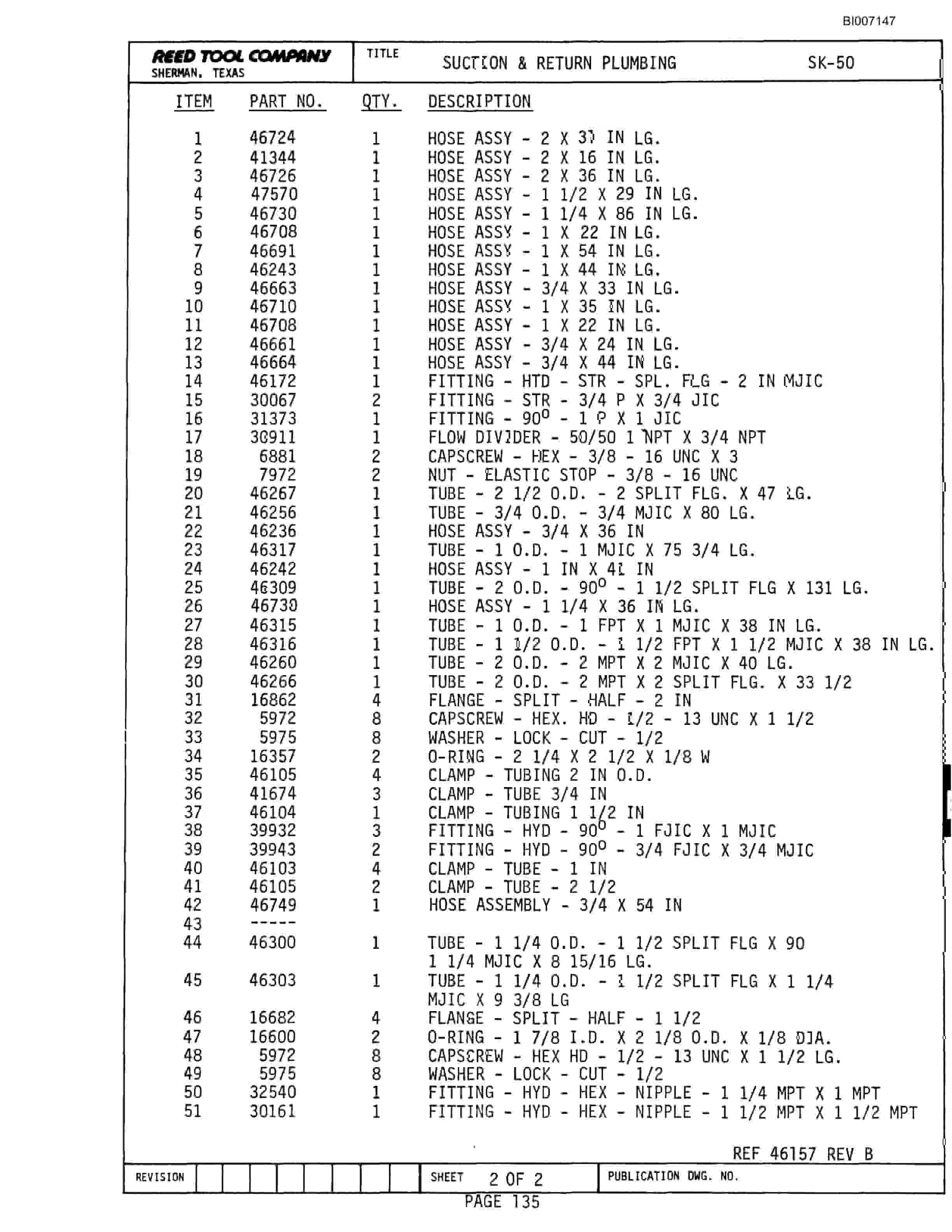 Bucyrus SK-50 Parts Catalog BI007147-5