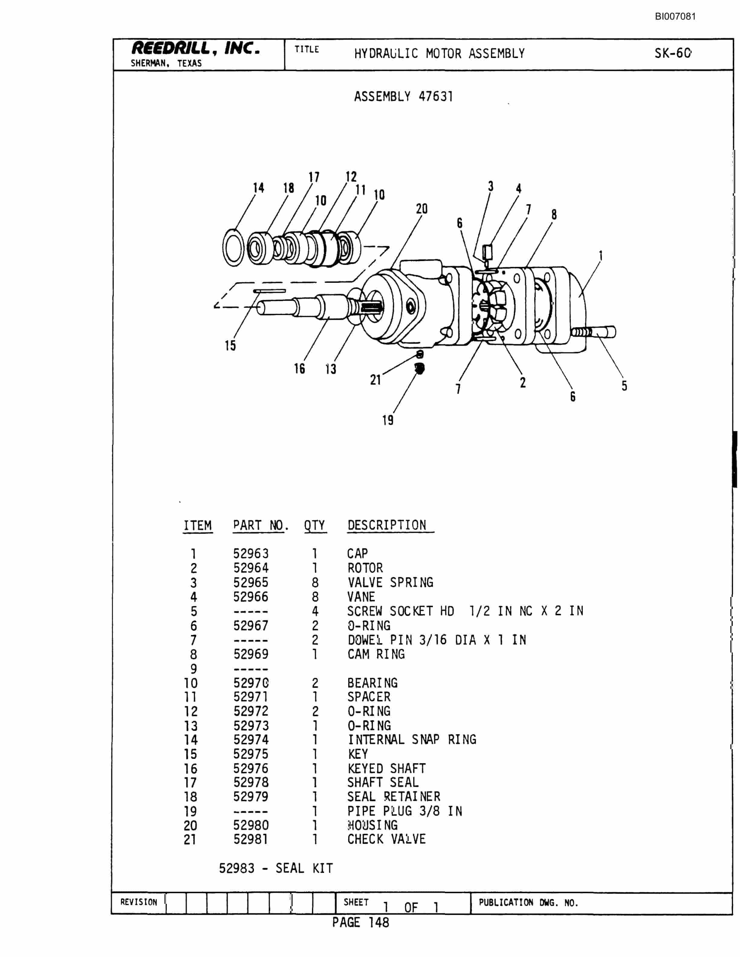 Bucyrus SK-60 Parts Catalog BI007081-2