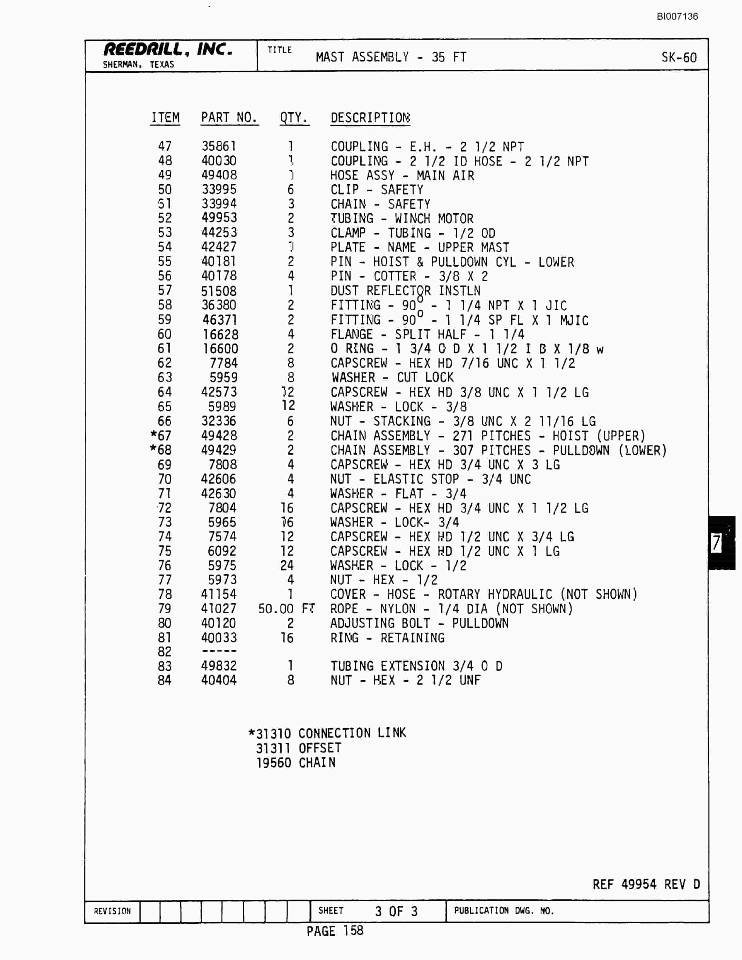 Bucyrus SK-60 Parts Catalog BI007136-3