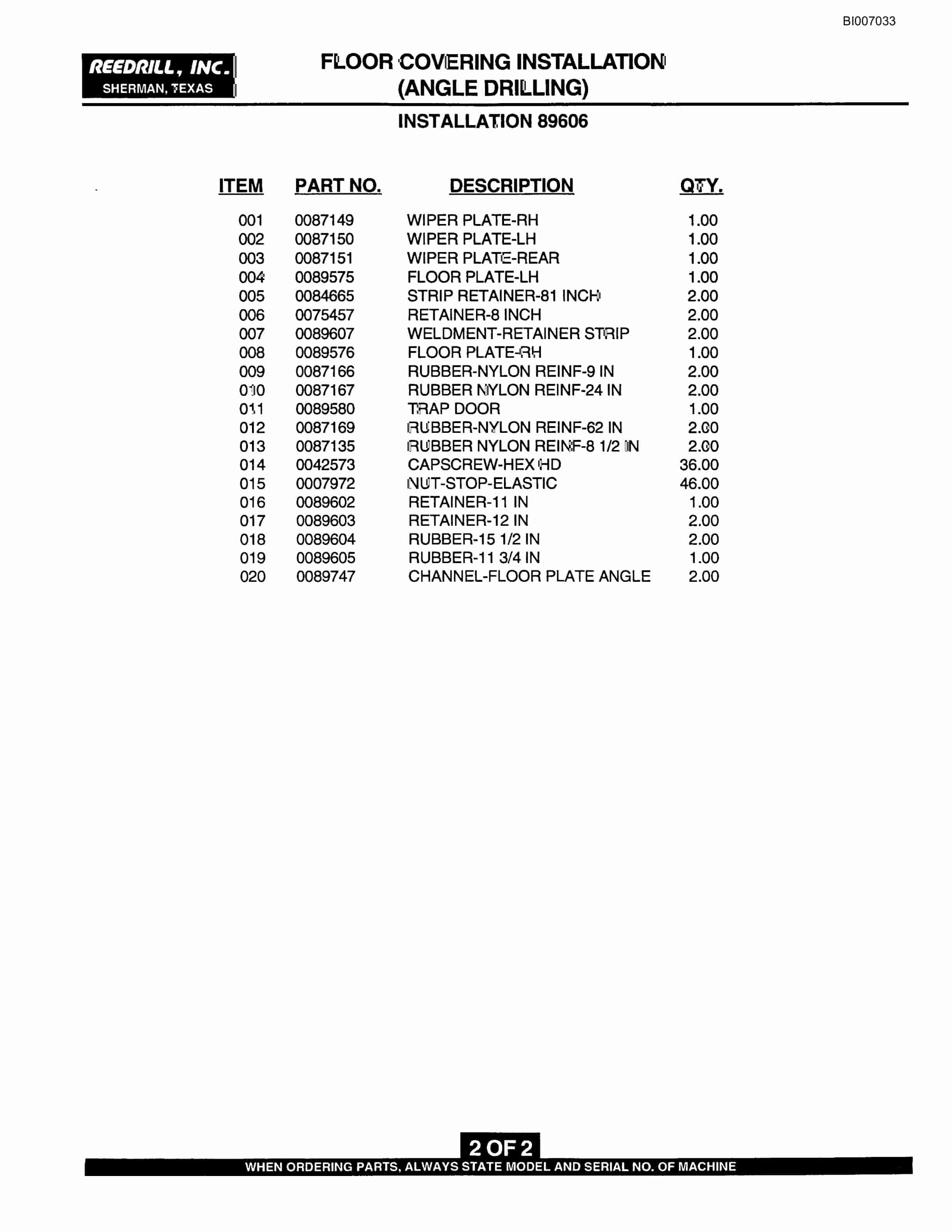 Bucyrus SK-60i Parts Catalog BI007033-3