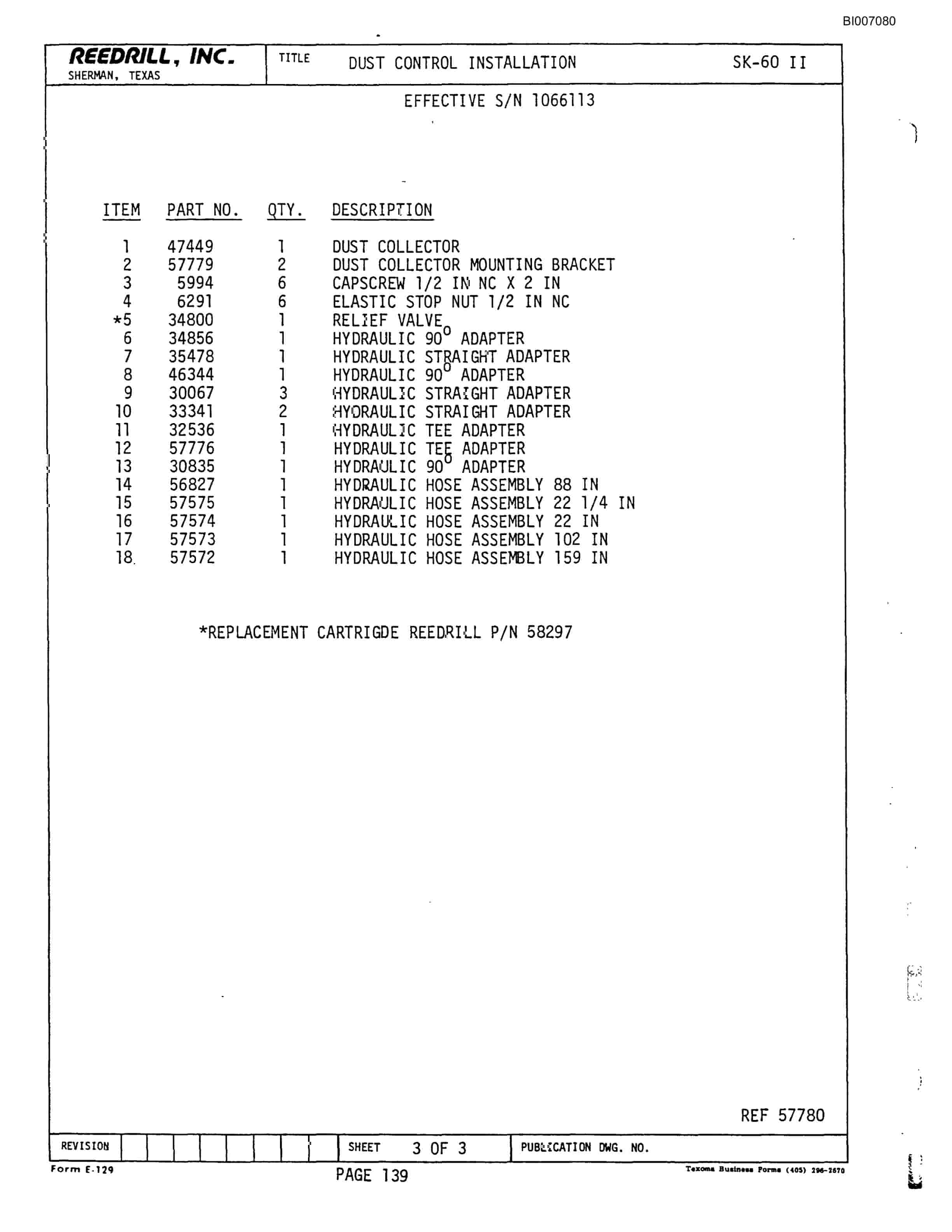 Bucyrus SK-60II Parts Catalog BI007080-2