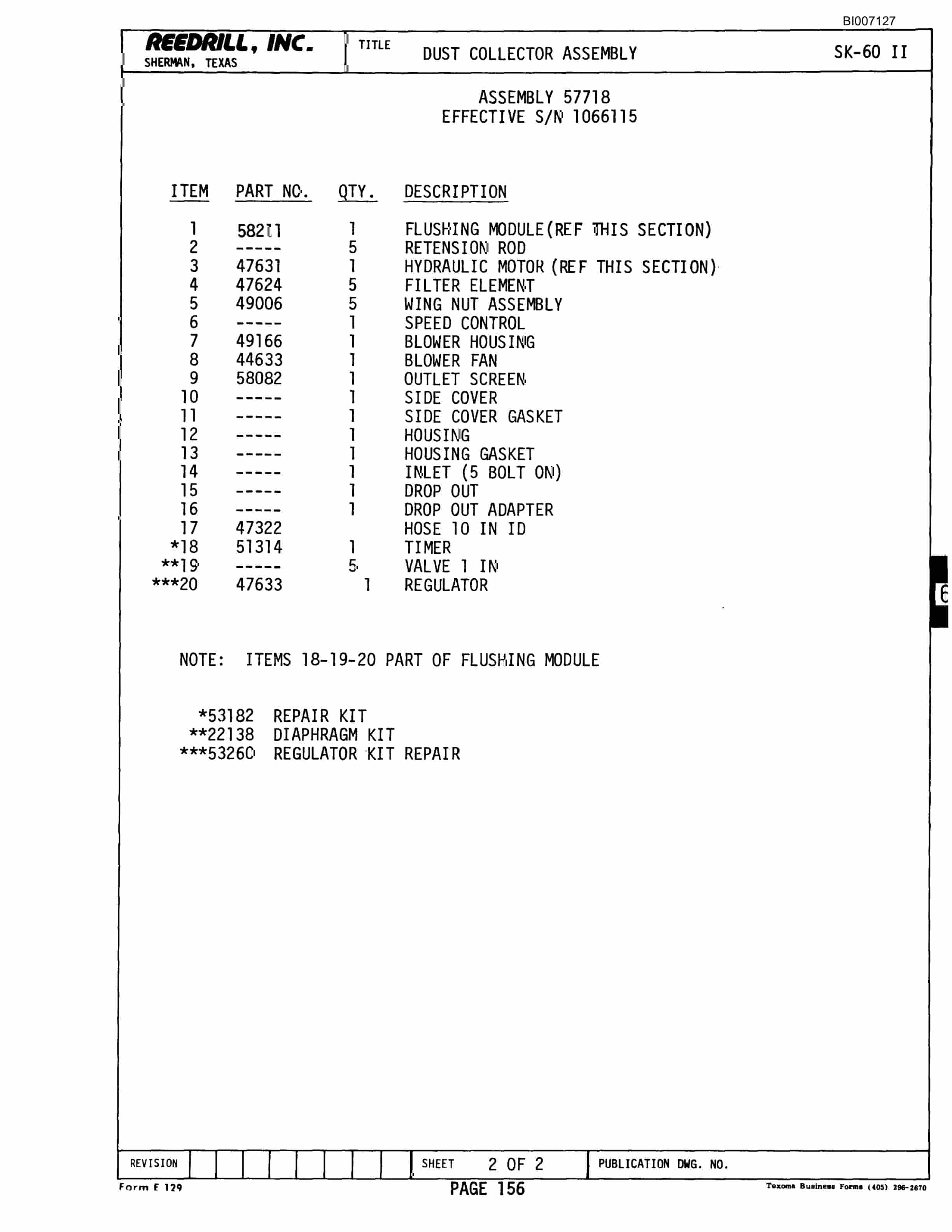 Bucyrus SK-60II Parts Catalog BI007127-2