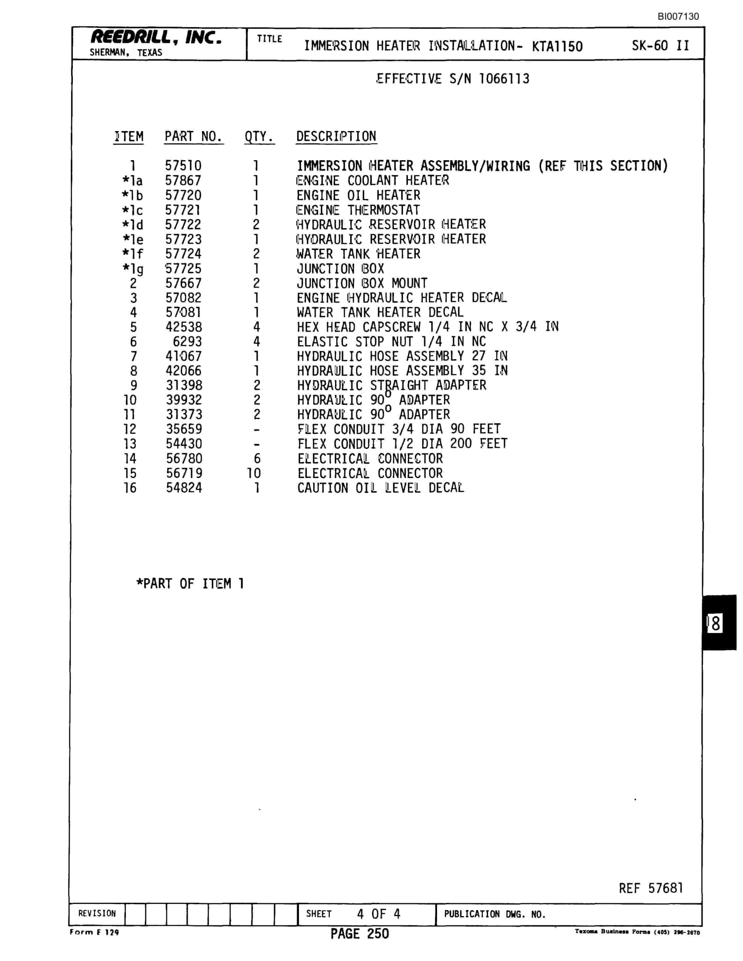 Bucyrus SK-60II Parts Catalog BI007130-4
