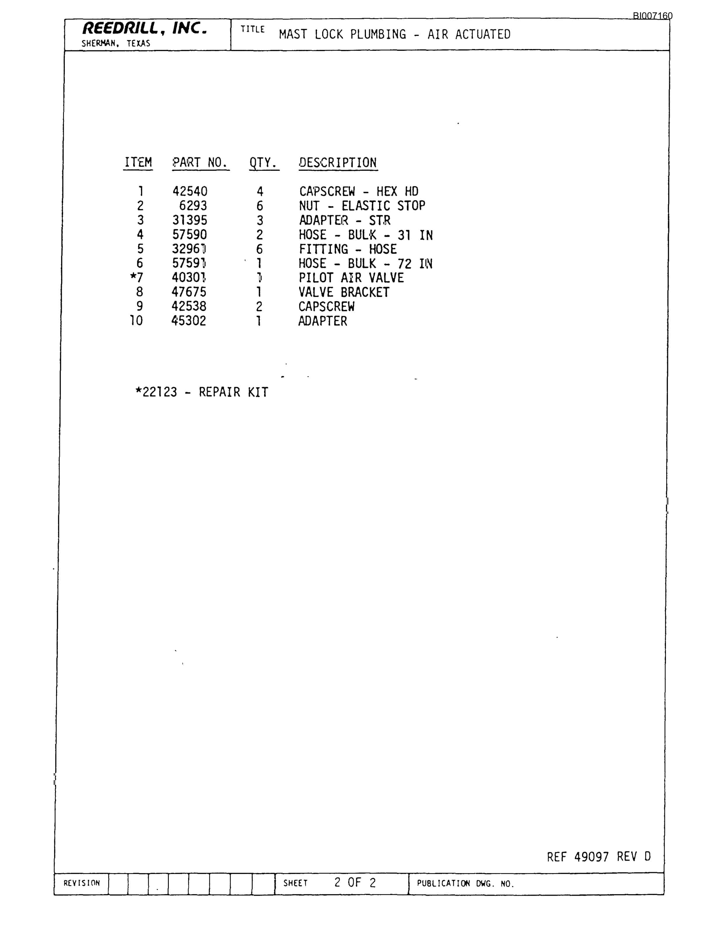 Bucyrus SK-60II Parts Catalog BI007160-4