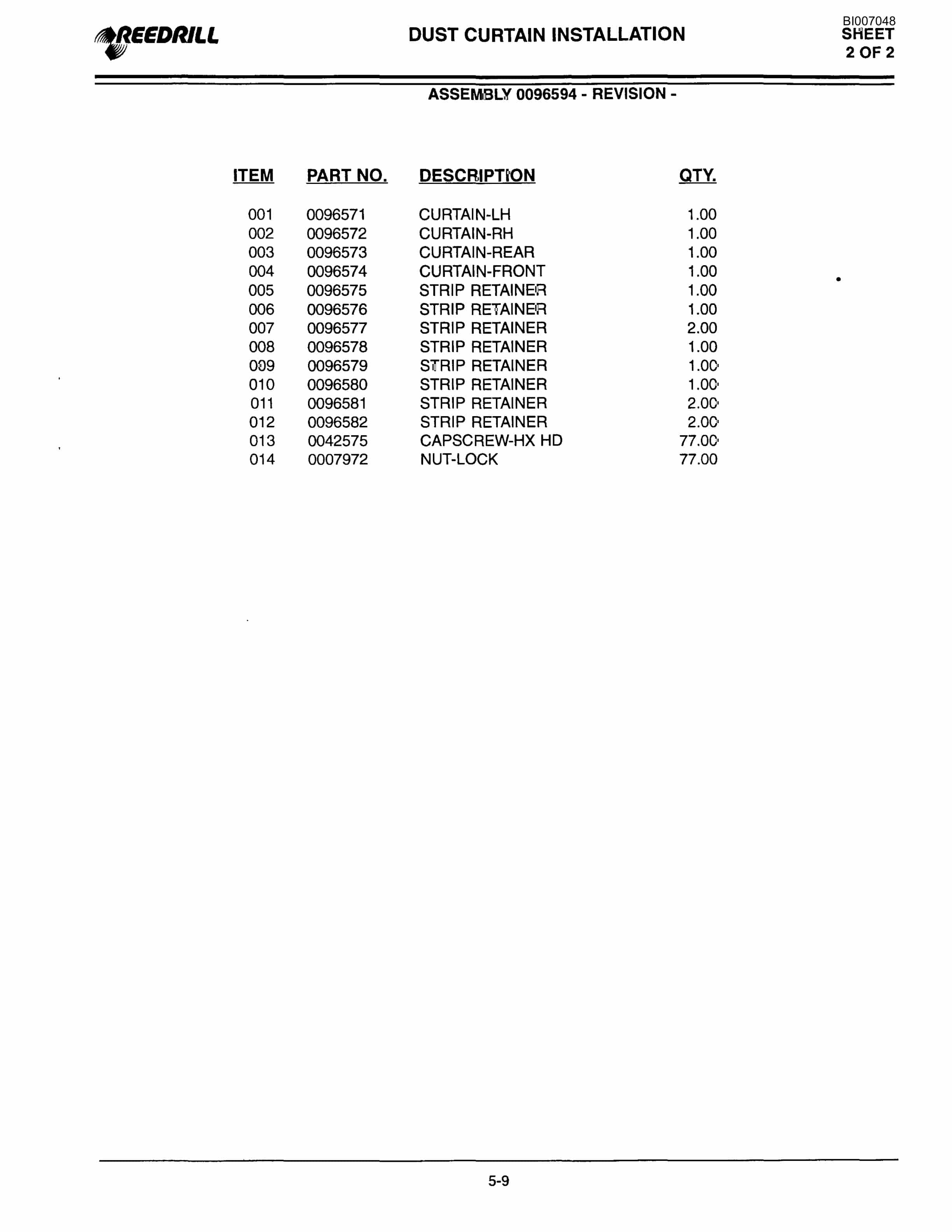 Bucyrus SK-75i Parts Catalog BI007048-2