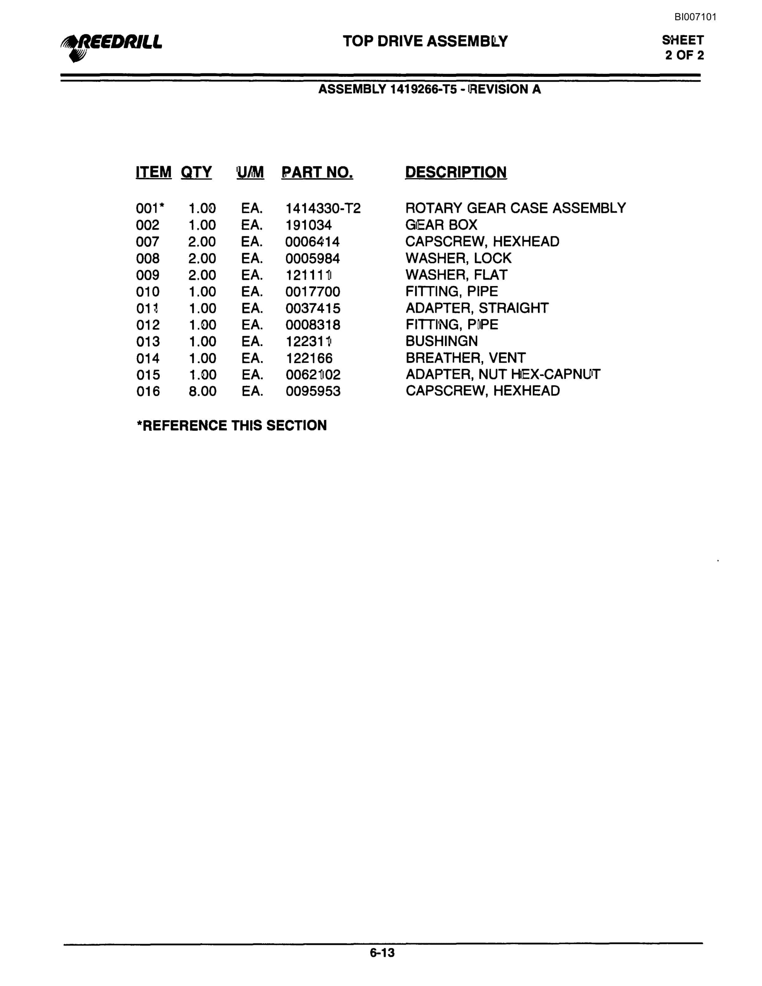 Bucyrus SK30i Infinity Blasthole Drill Parts Catalog BI007101-3