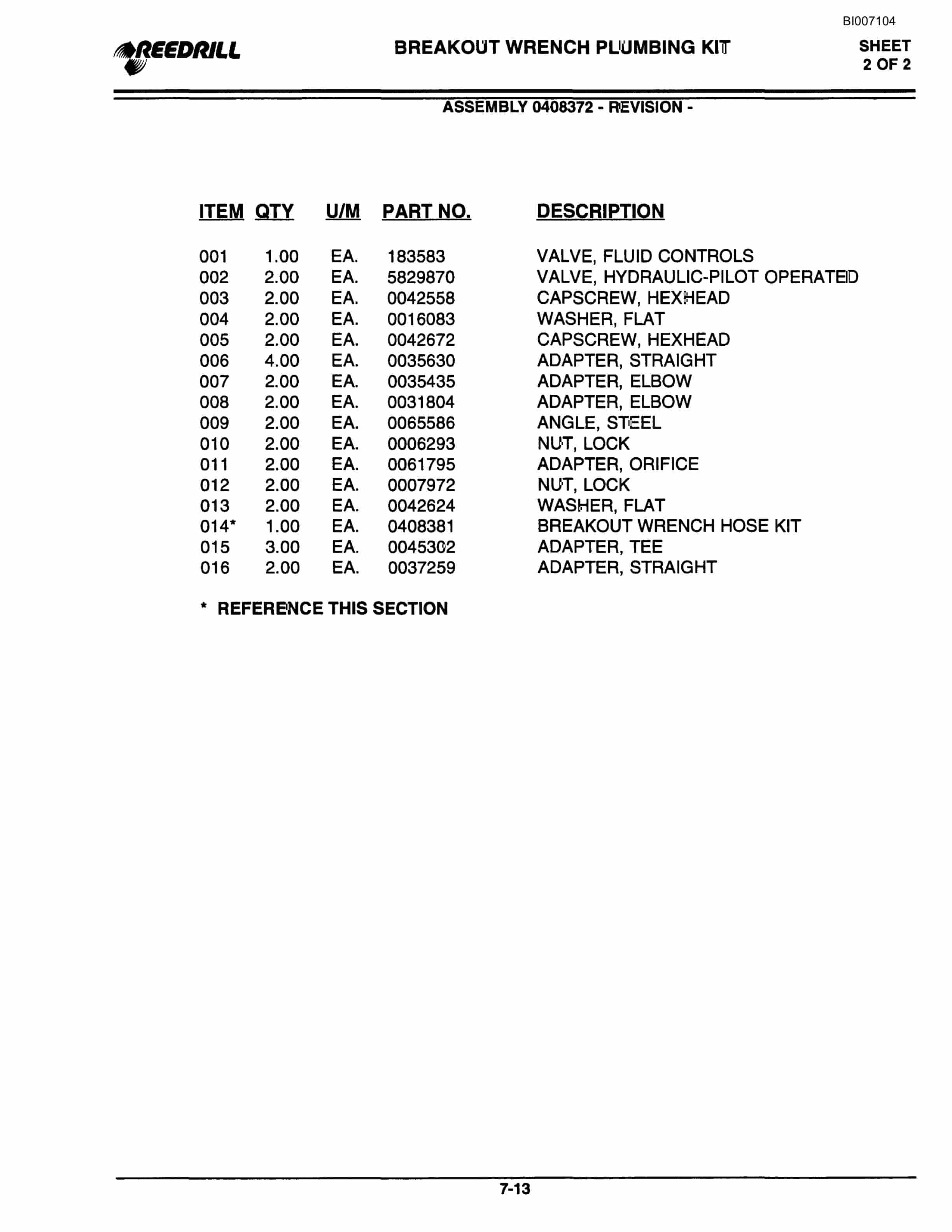 Bucyrus SK30i Infinity Blasthole Drill Parts Catalog BI007104-5