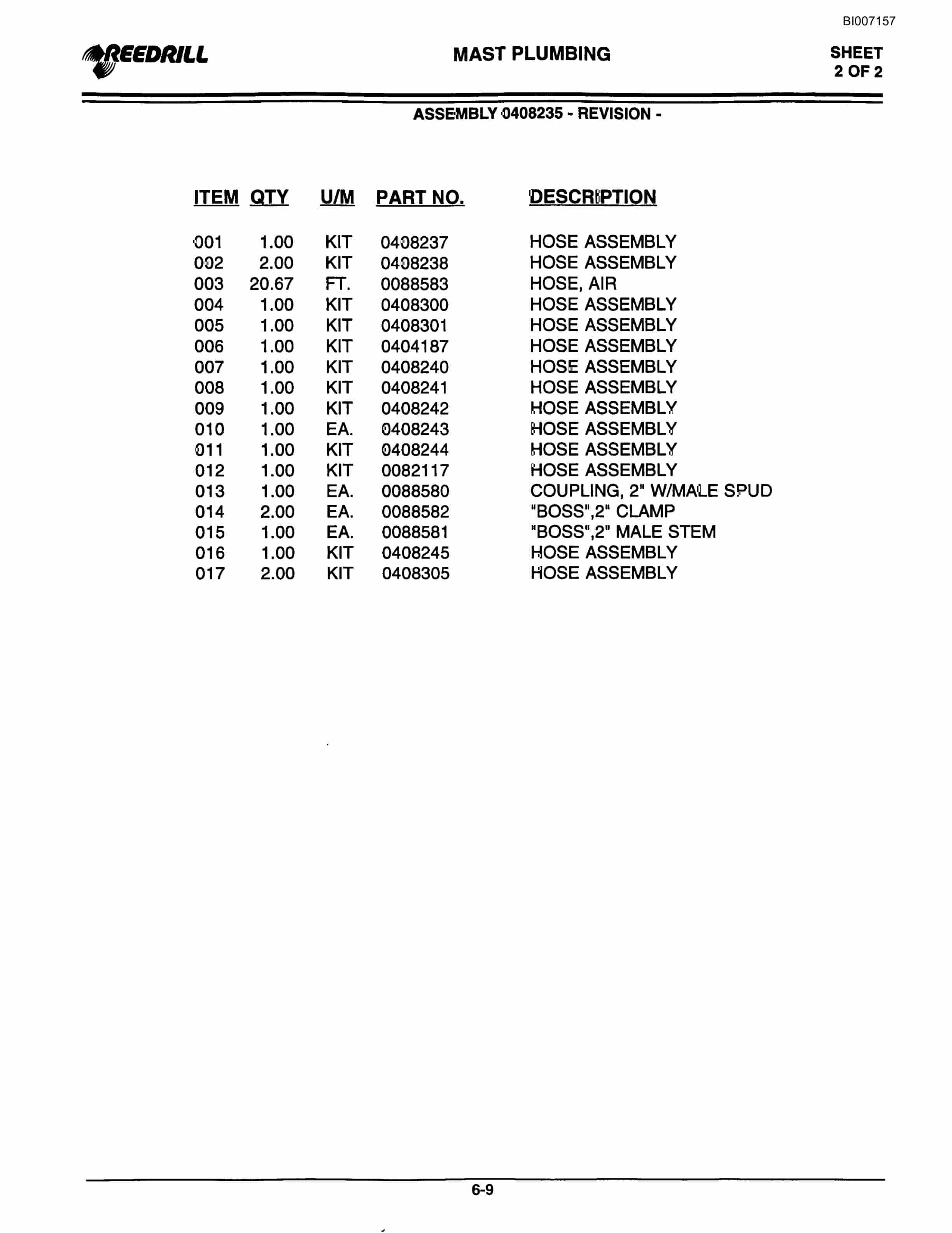 Bucyrus SK35i Infinity Blasthole Drill Parts Catalog BI007157-3