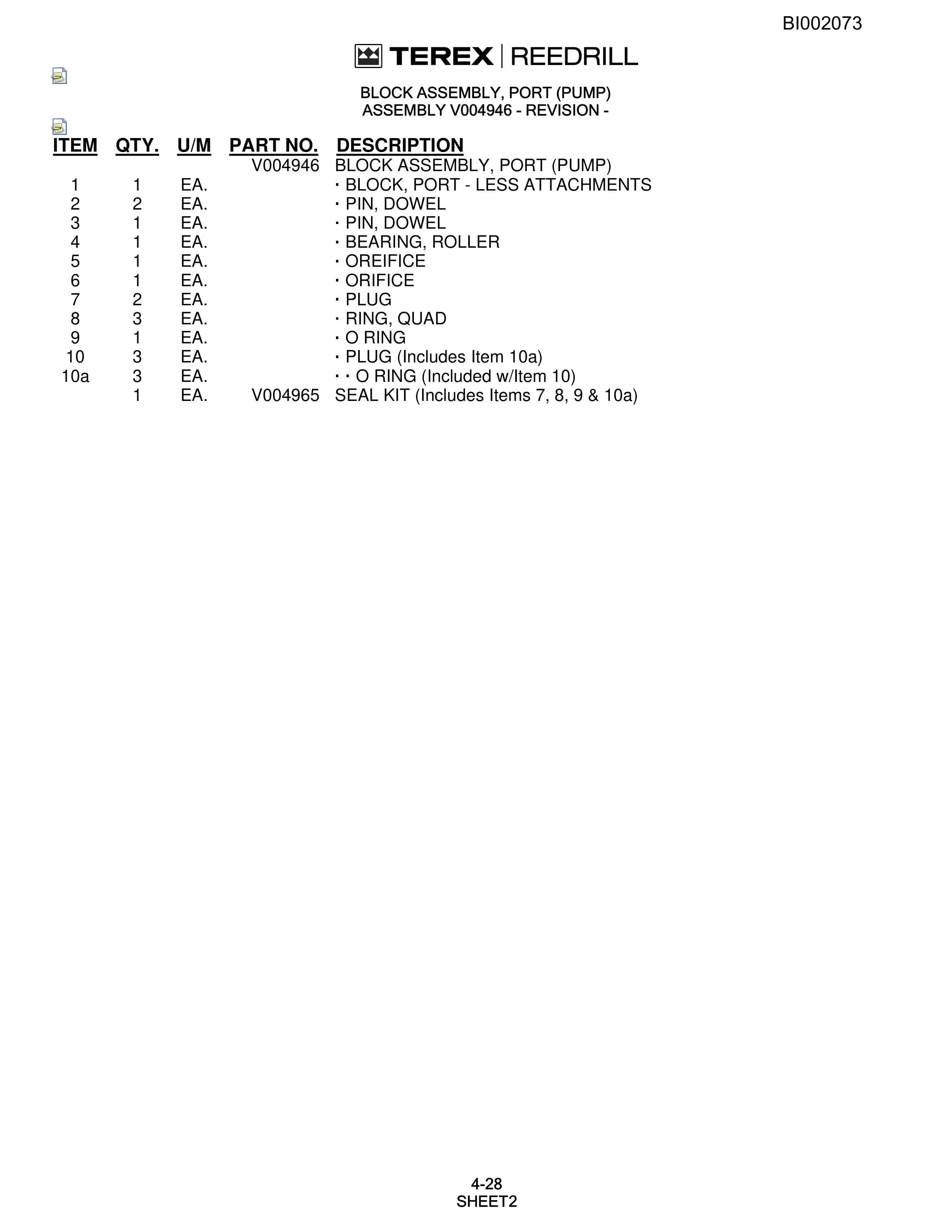 Bucyrus SKF Infinity Blasthole Drill Parts Catalog BI002073-2