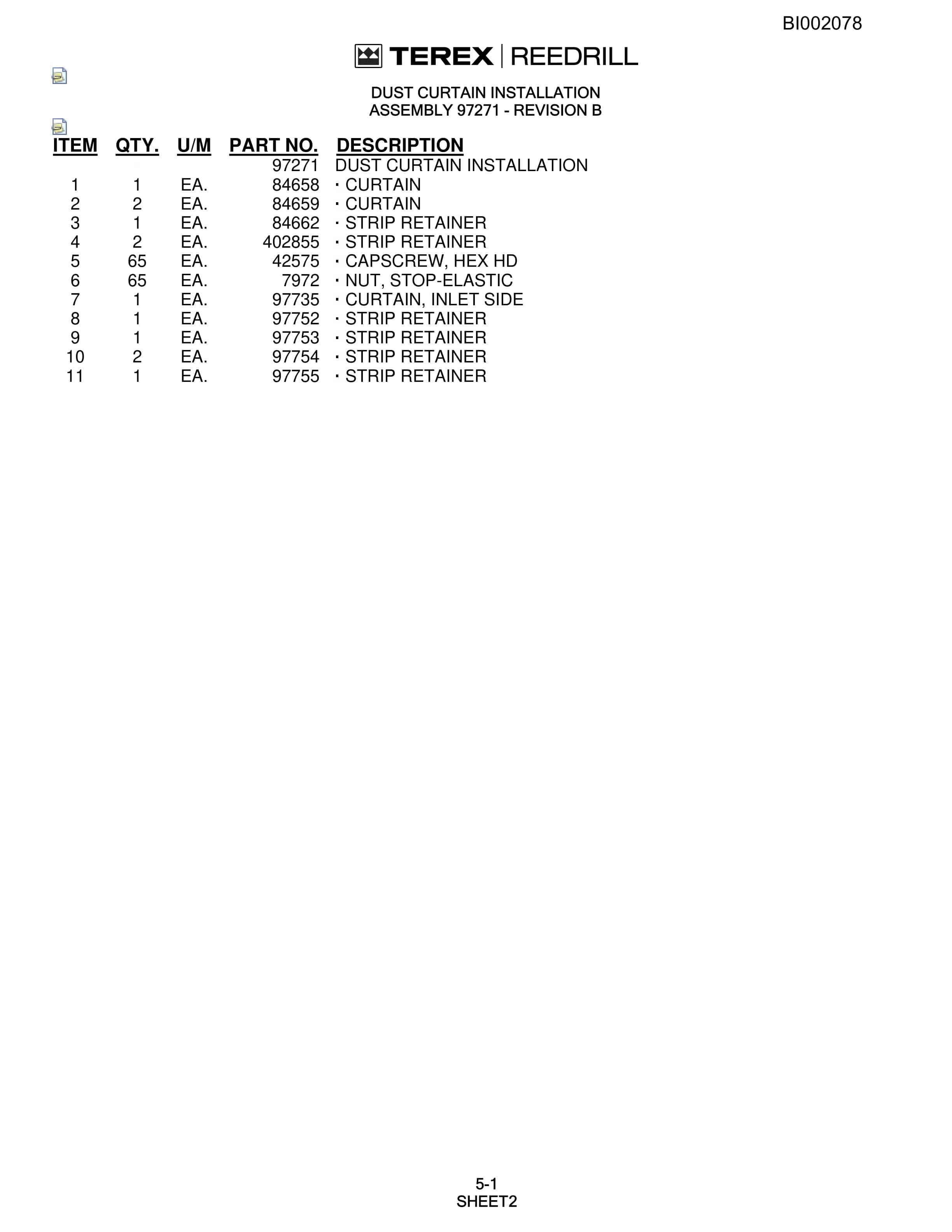 Bucyrus SKF Infinity Blasthole Drill Parts Catalog BI002078-2