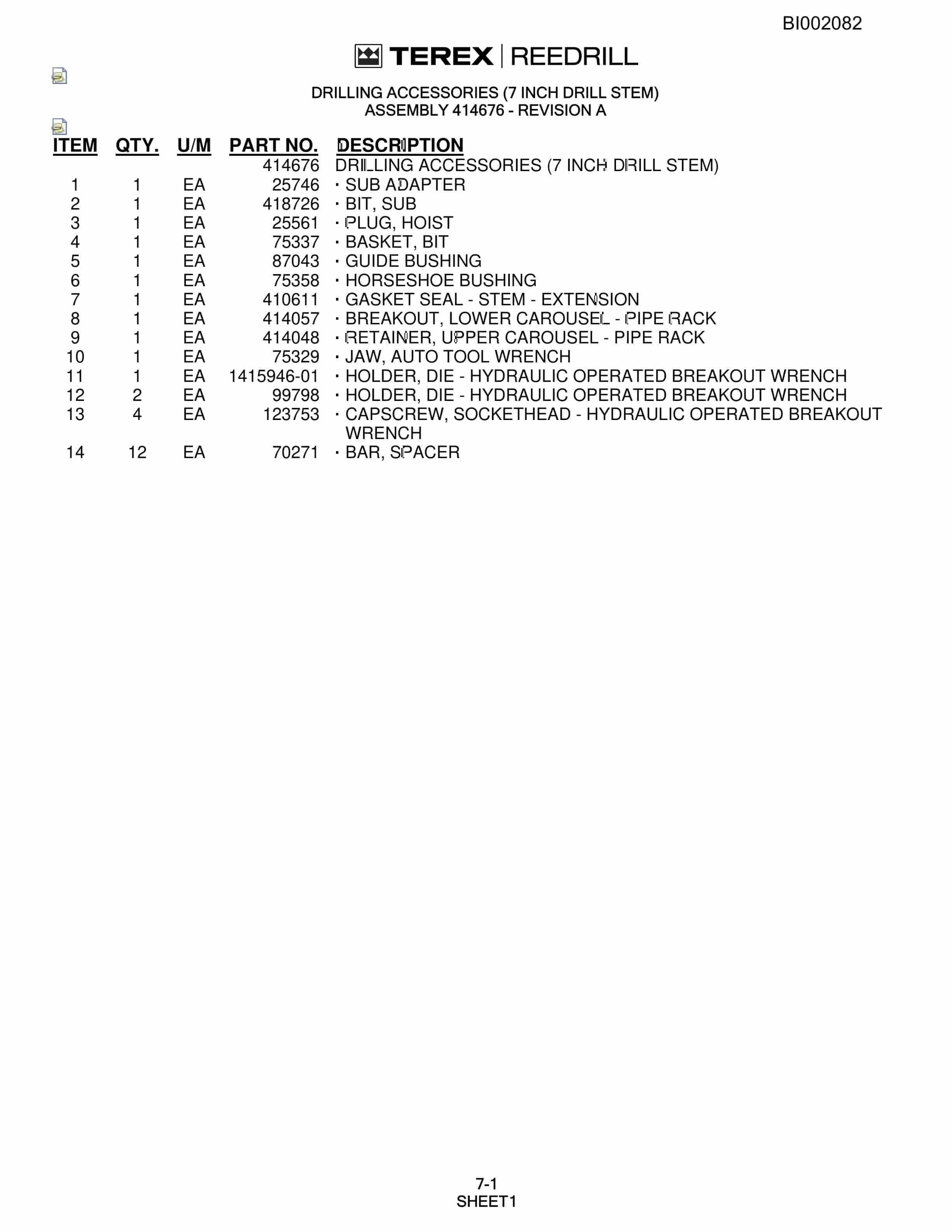 Bucyrus SKF Infinity Blasthole Drill Parts Catalog BI002082-3
