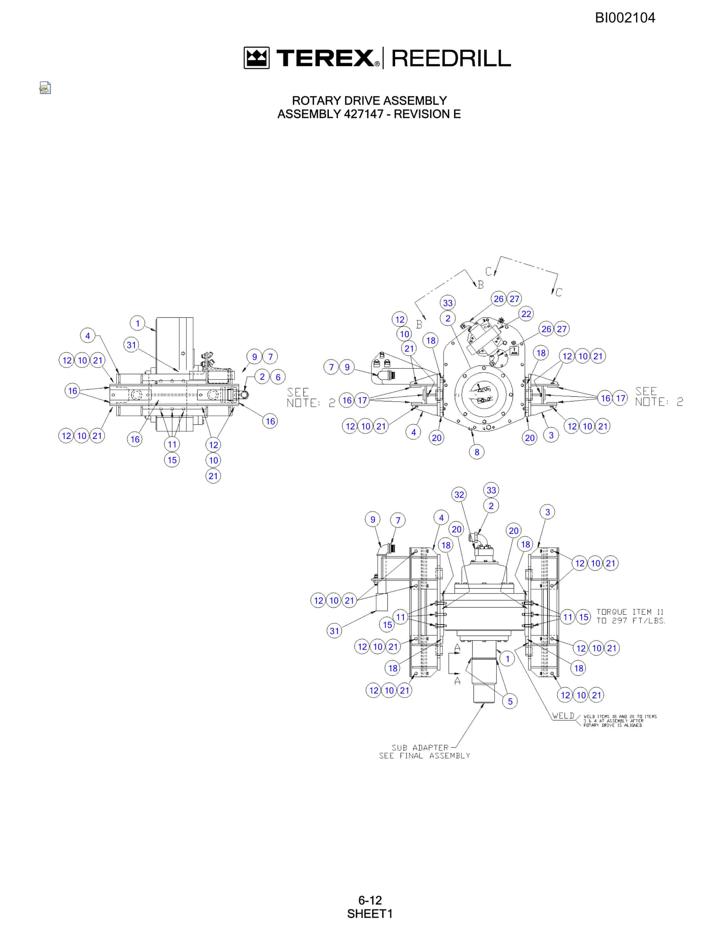 Bucyrus SKF Infinity Blasthole Drill Parts Catalog BI002104-3