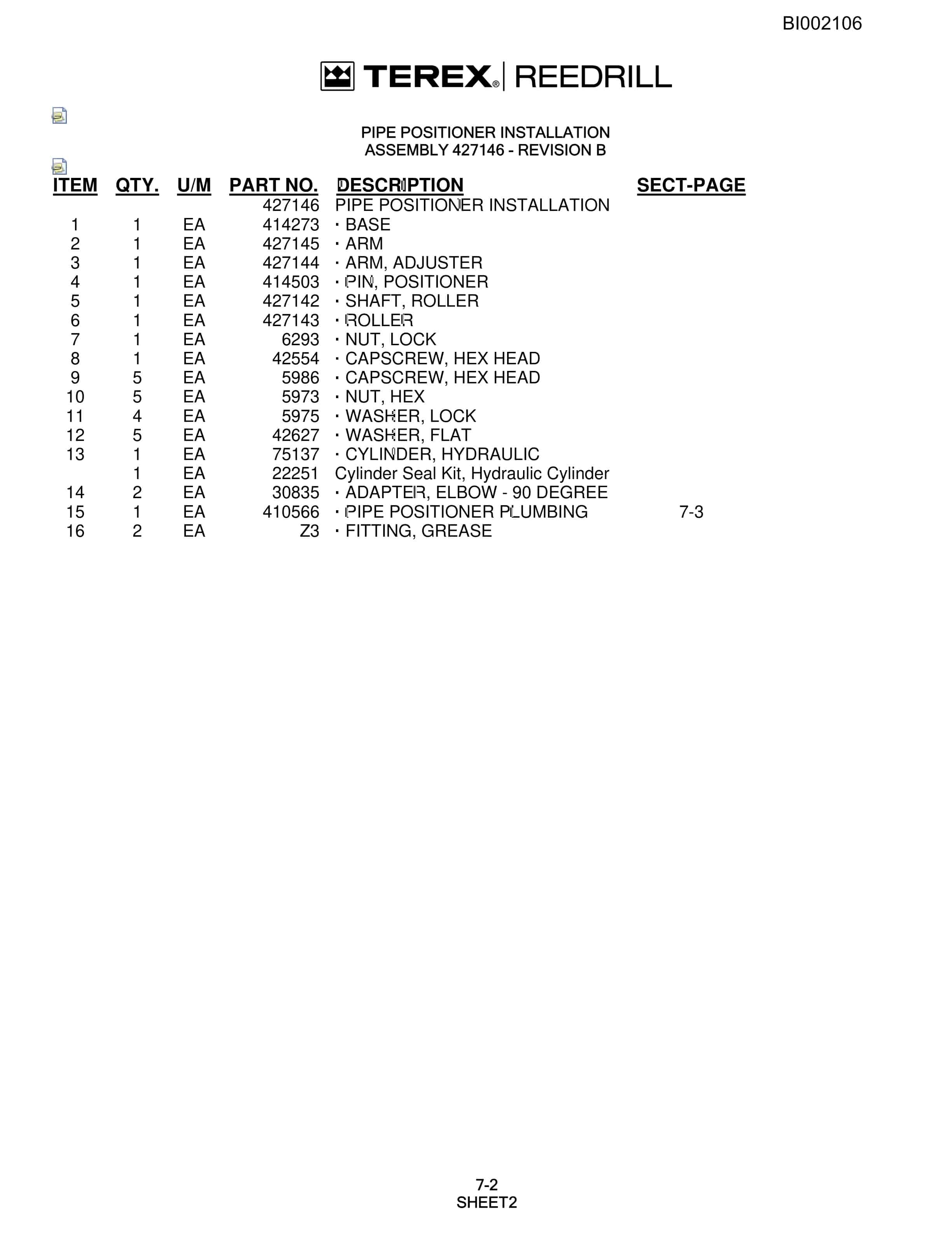 Bucyrus SKF Infinity Blasthole Drill Parts Catalog BI002106-3