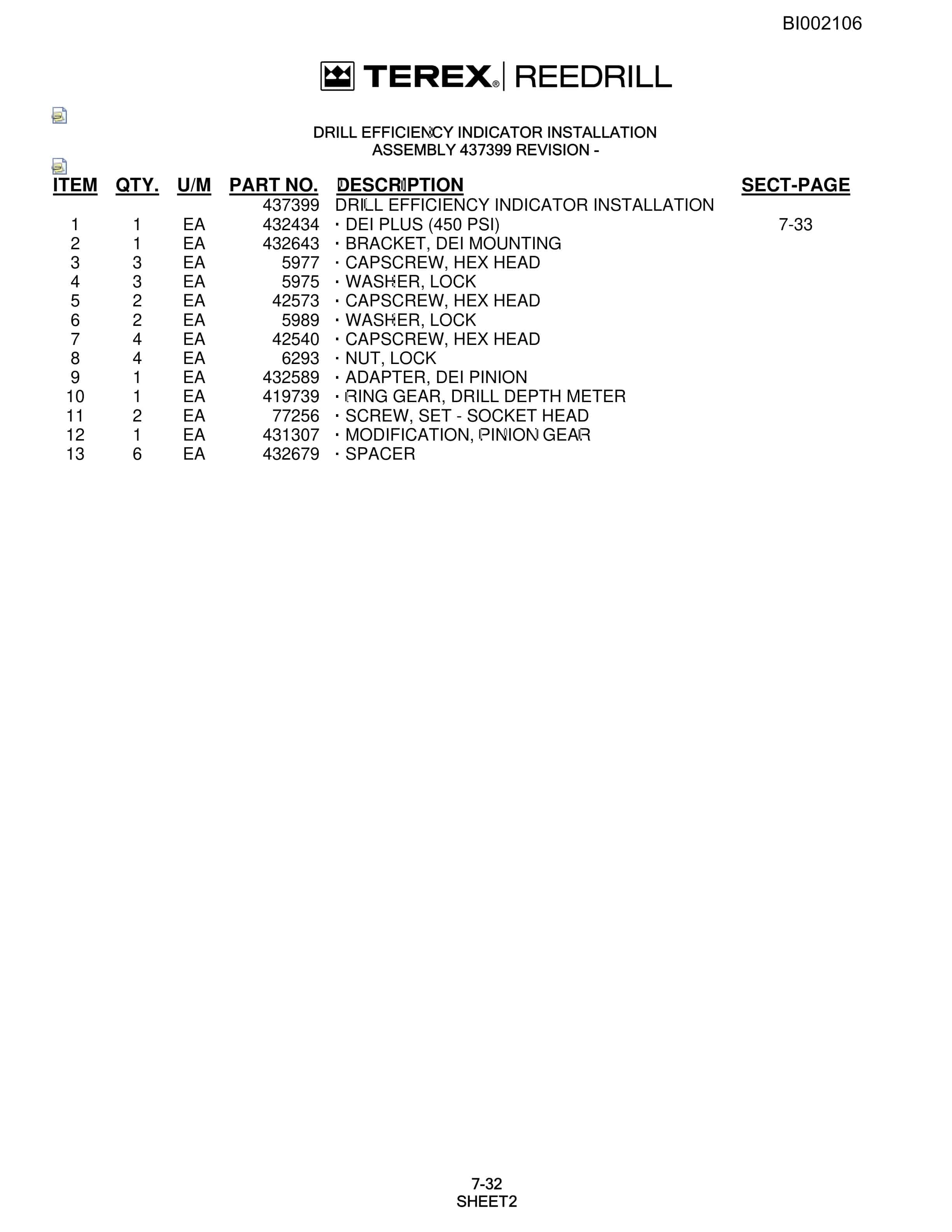 Bucyrus SKF Infinity Blasthole Drill Parts Catalog BI002106-5