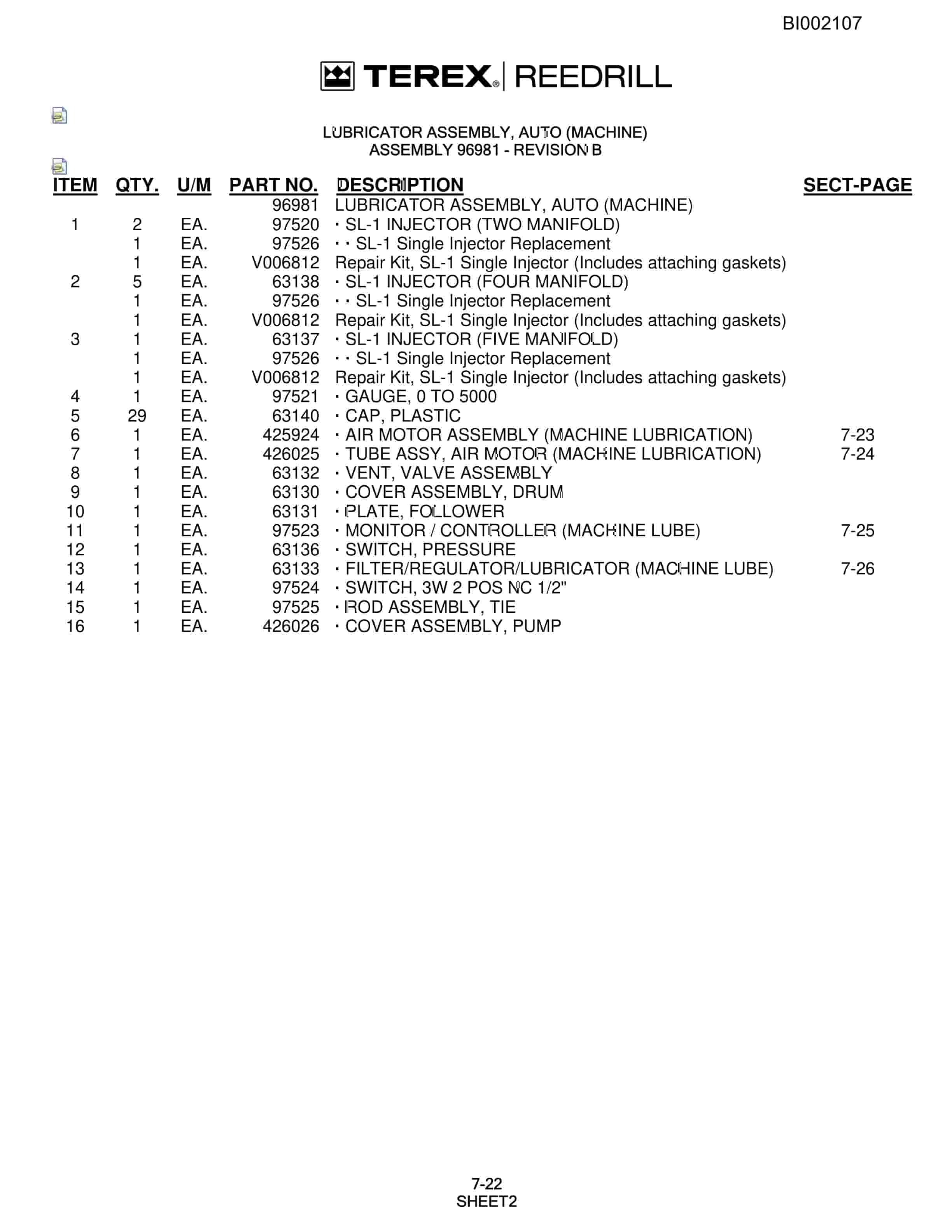 Bucyrus SKF Infinity Blasthole Drill Parts Catalog BI002107-4