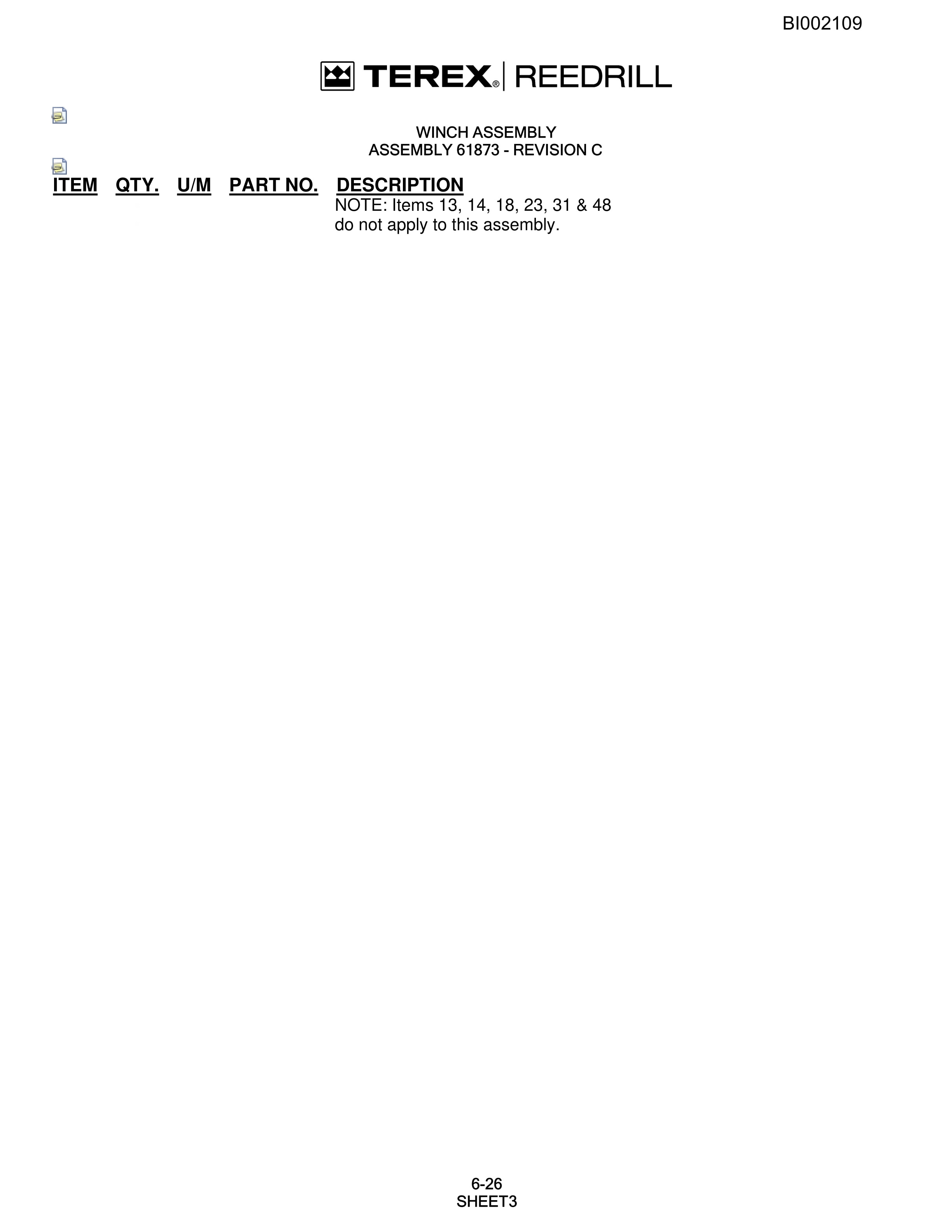 Bucyrus SKF Infinity Blasthole Drill Parts Catalog BI002109-4
