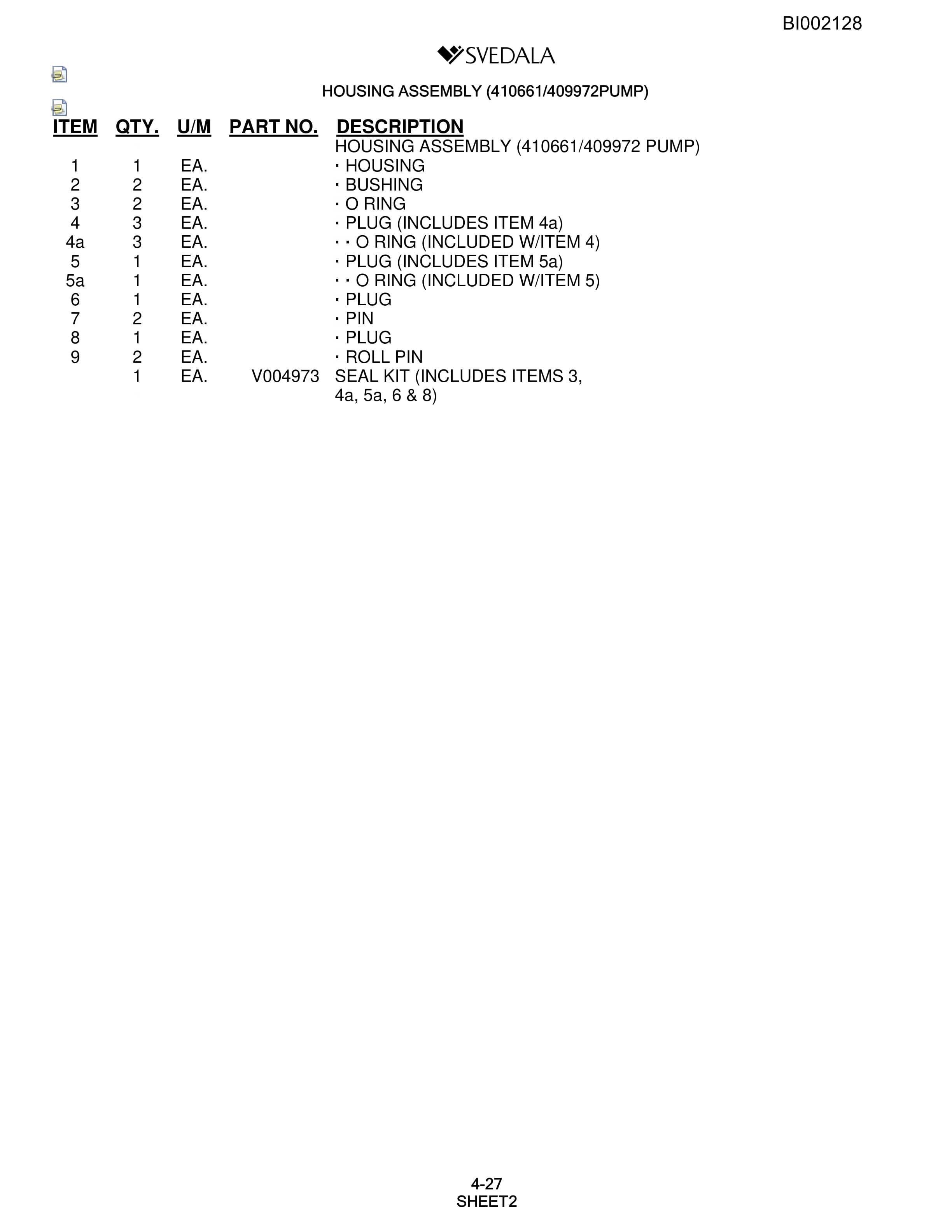 Bucyrus SKF Infinity Blasthole Drill Parts Catalog BI002128-2