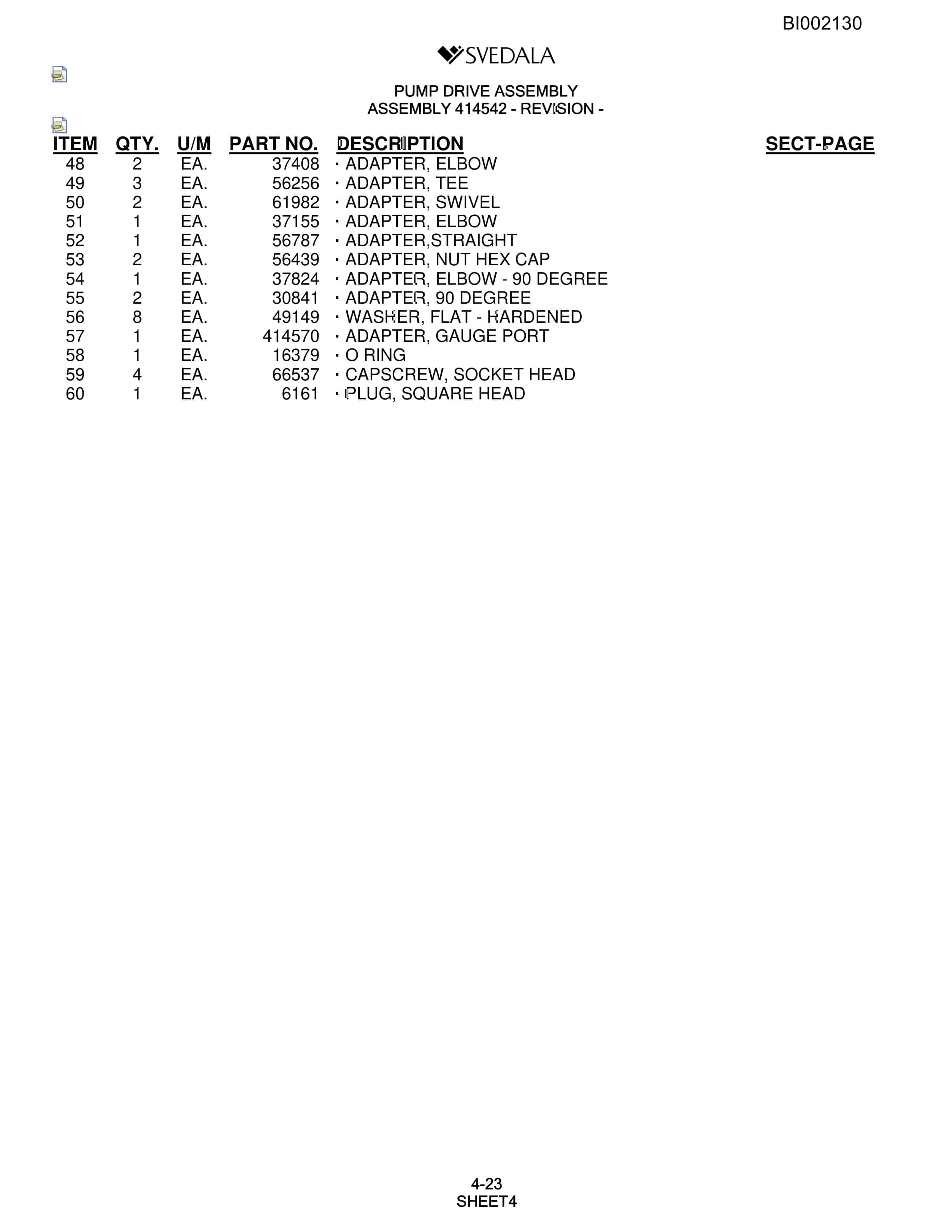 Bucyrus SKF Infinity Blasthole Drill Parts Catalog BI002130-2