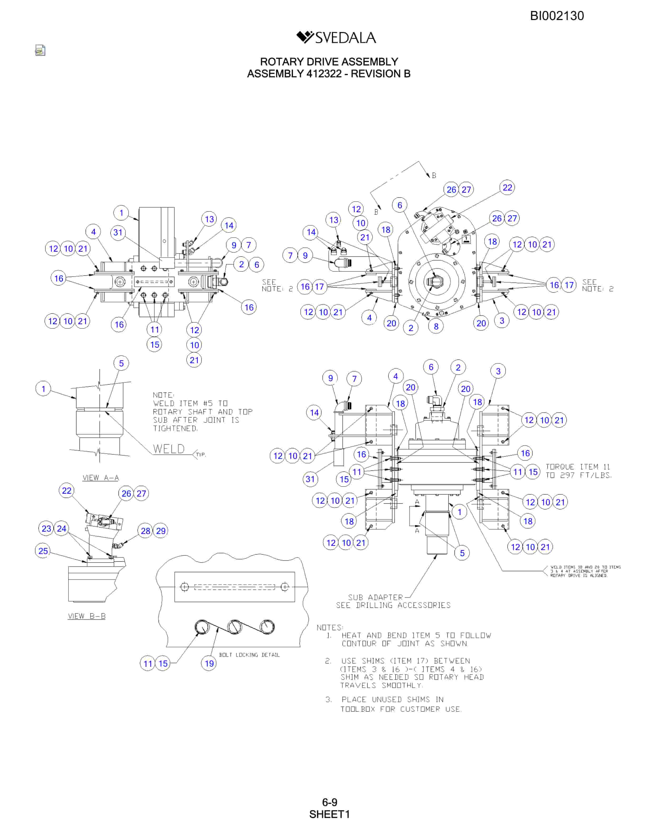Bucyrus SKF Infinity Blasthole Drill Parts Catalog BI002130-3