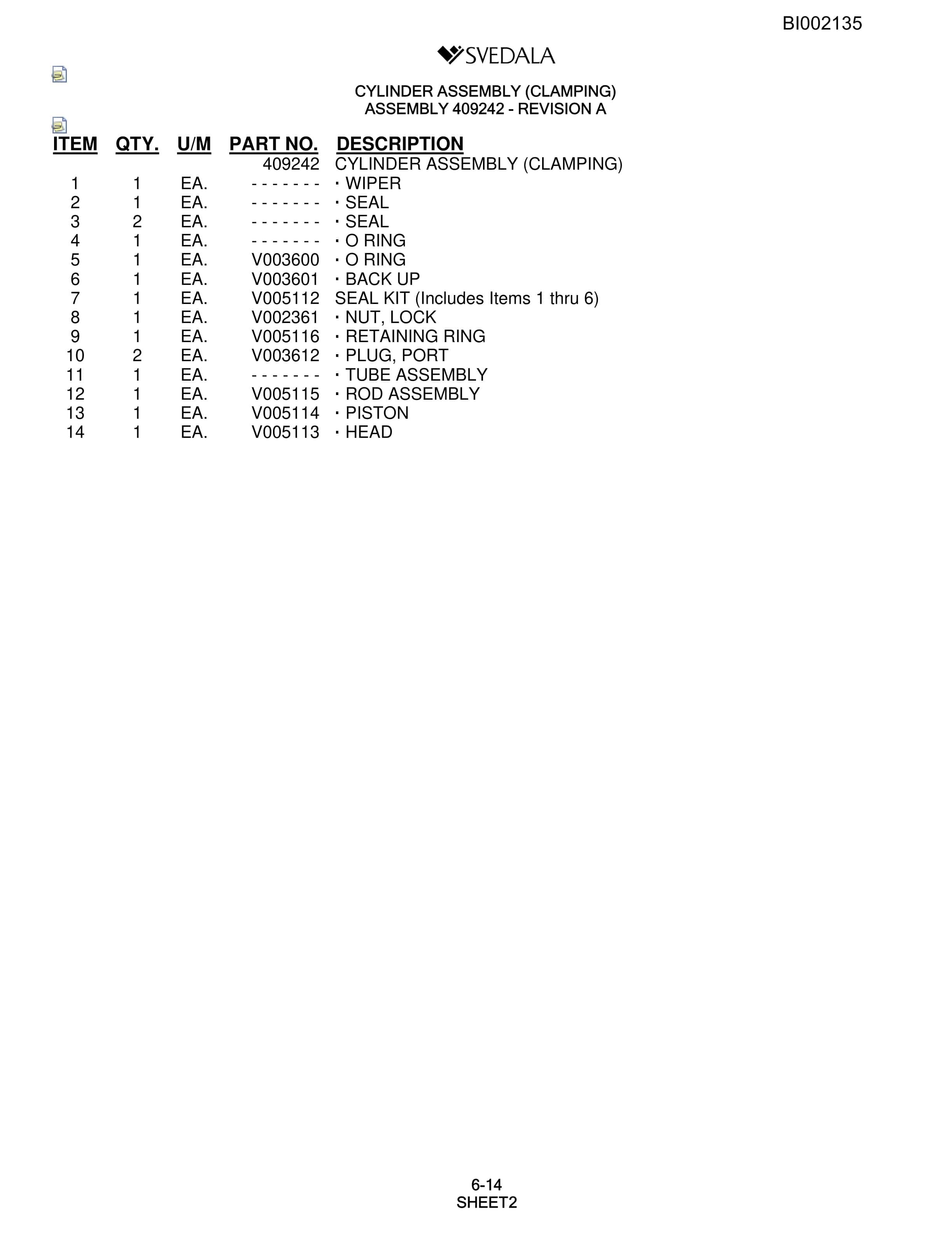 Bucyrus SKF Infinity Blasthole Drill Parts Catalog BI002135-3