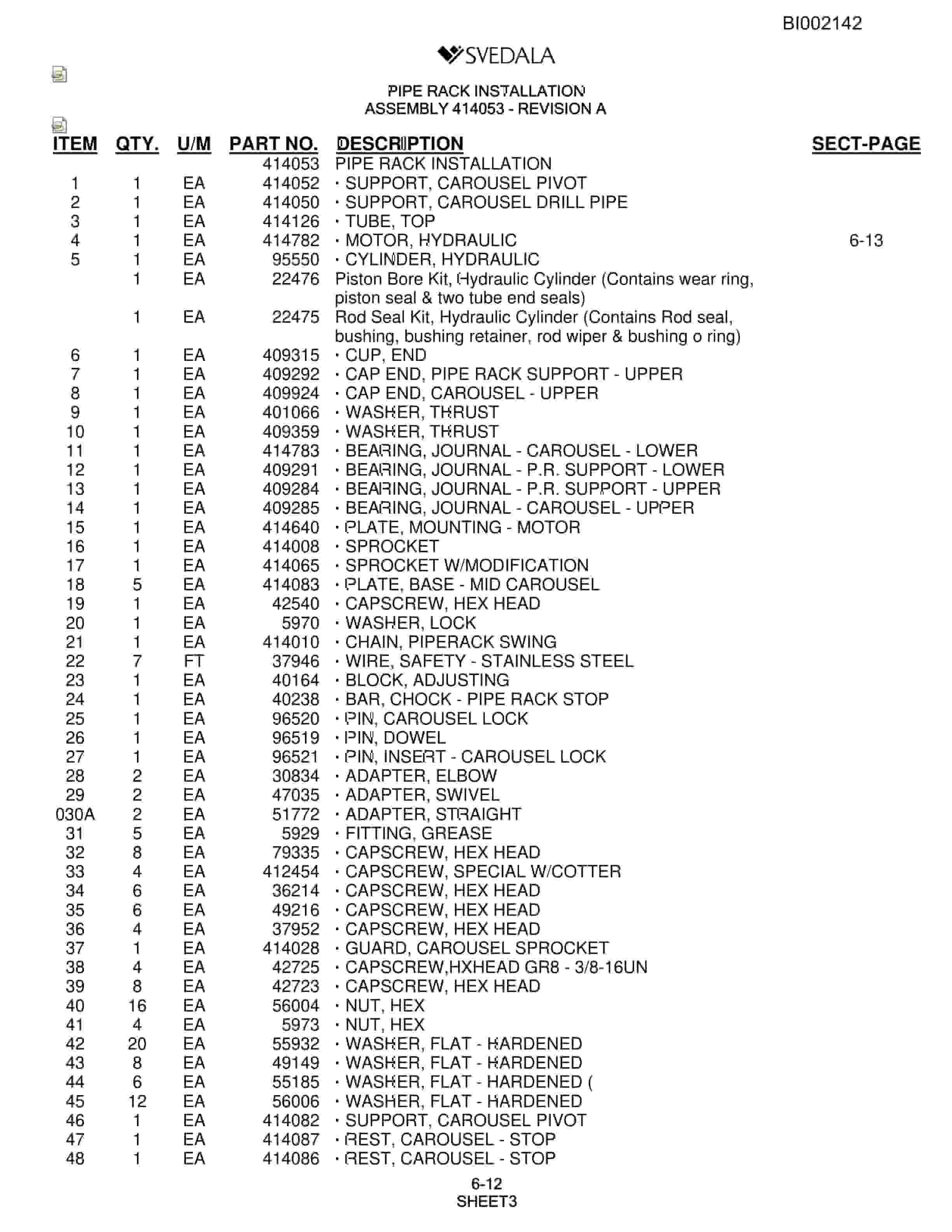Bucyrus SKF Infinity Blasthole Drill Parts Catalog BI002142-3