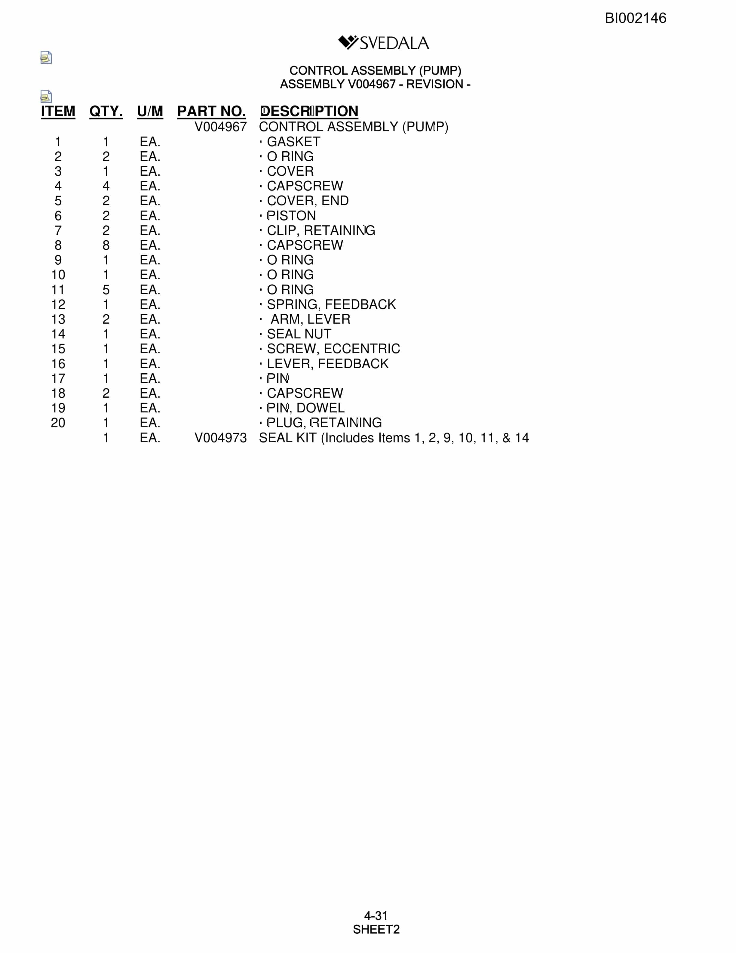 Bucyrus SKF Infinity Blasthole Drill Parts Catalog BI002146-2