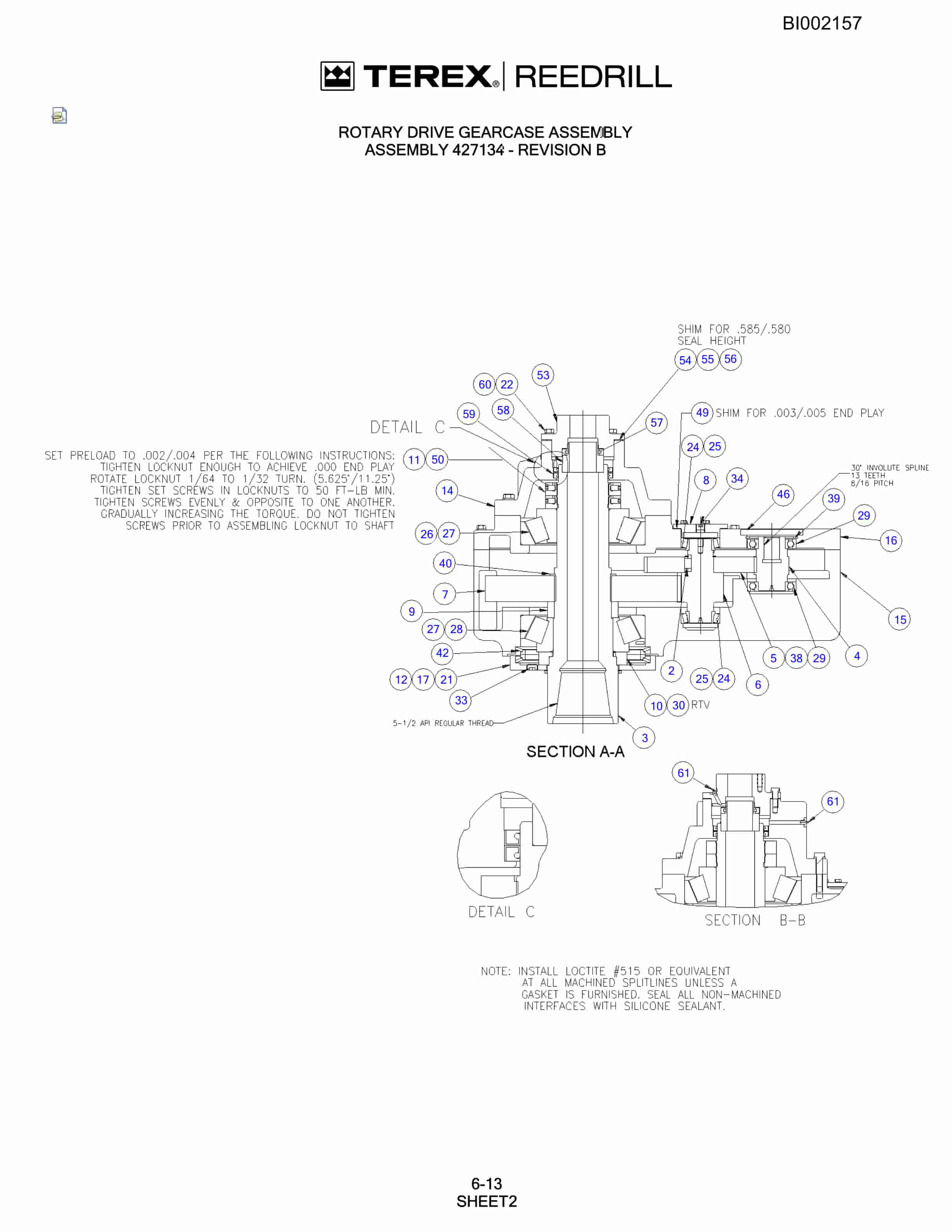 Bucyrus SKF Infinity Blasthole Drill Parts Catalog BI002157-3