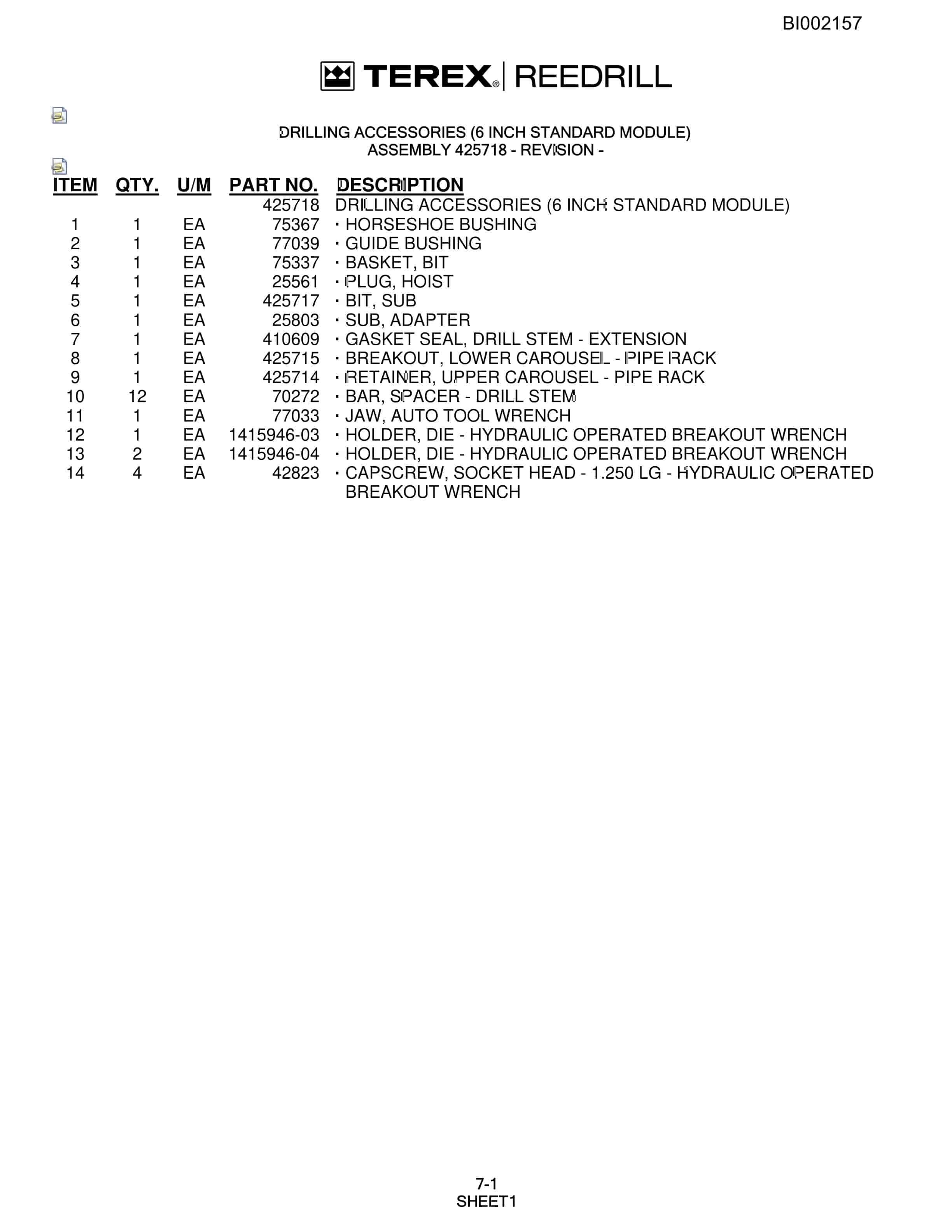 Bucyrus SKF Infinity Blasthole Drill Parts Catalog BI002157-4