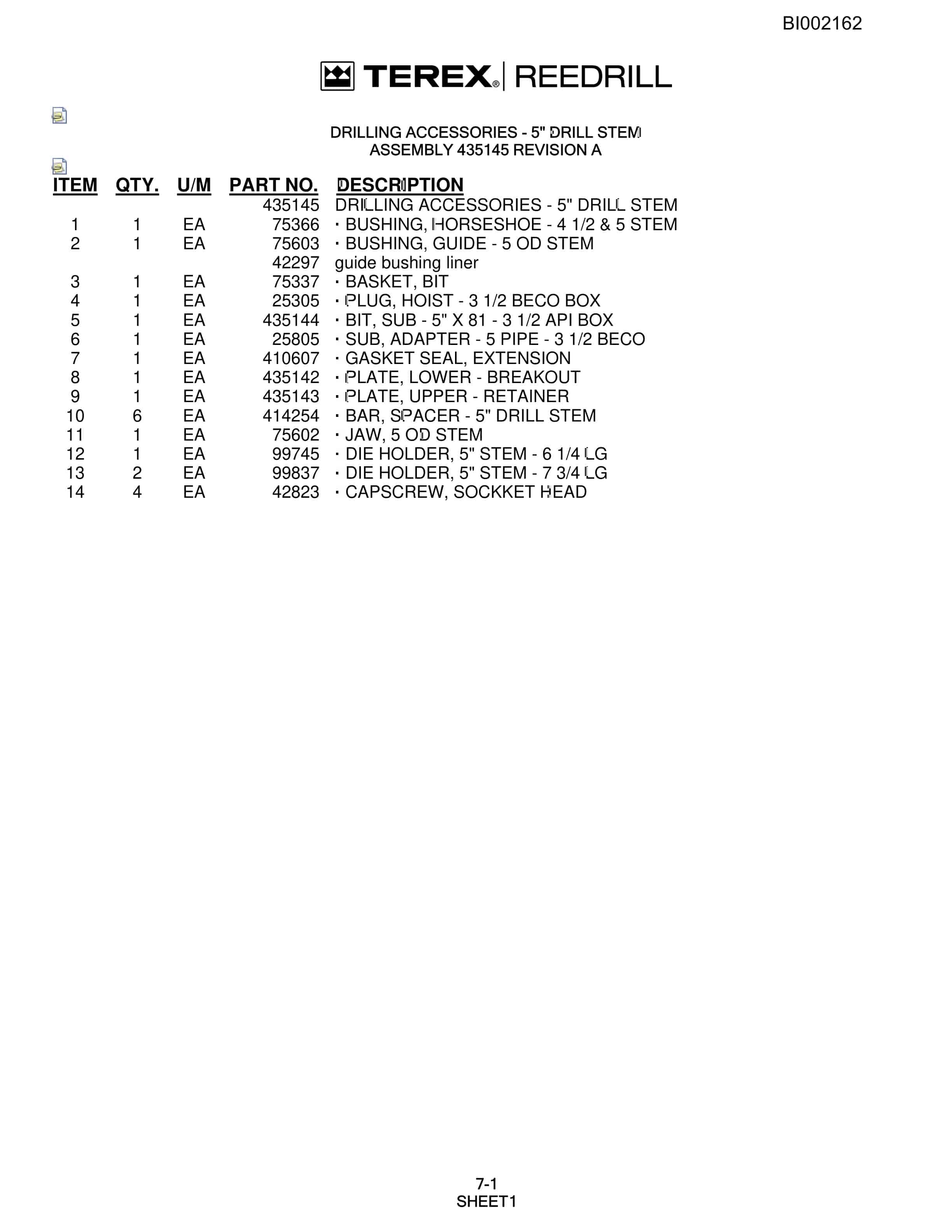 Bucyrus SKF Infinity Blasthole Drill Parts Catalog BI002162-4