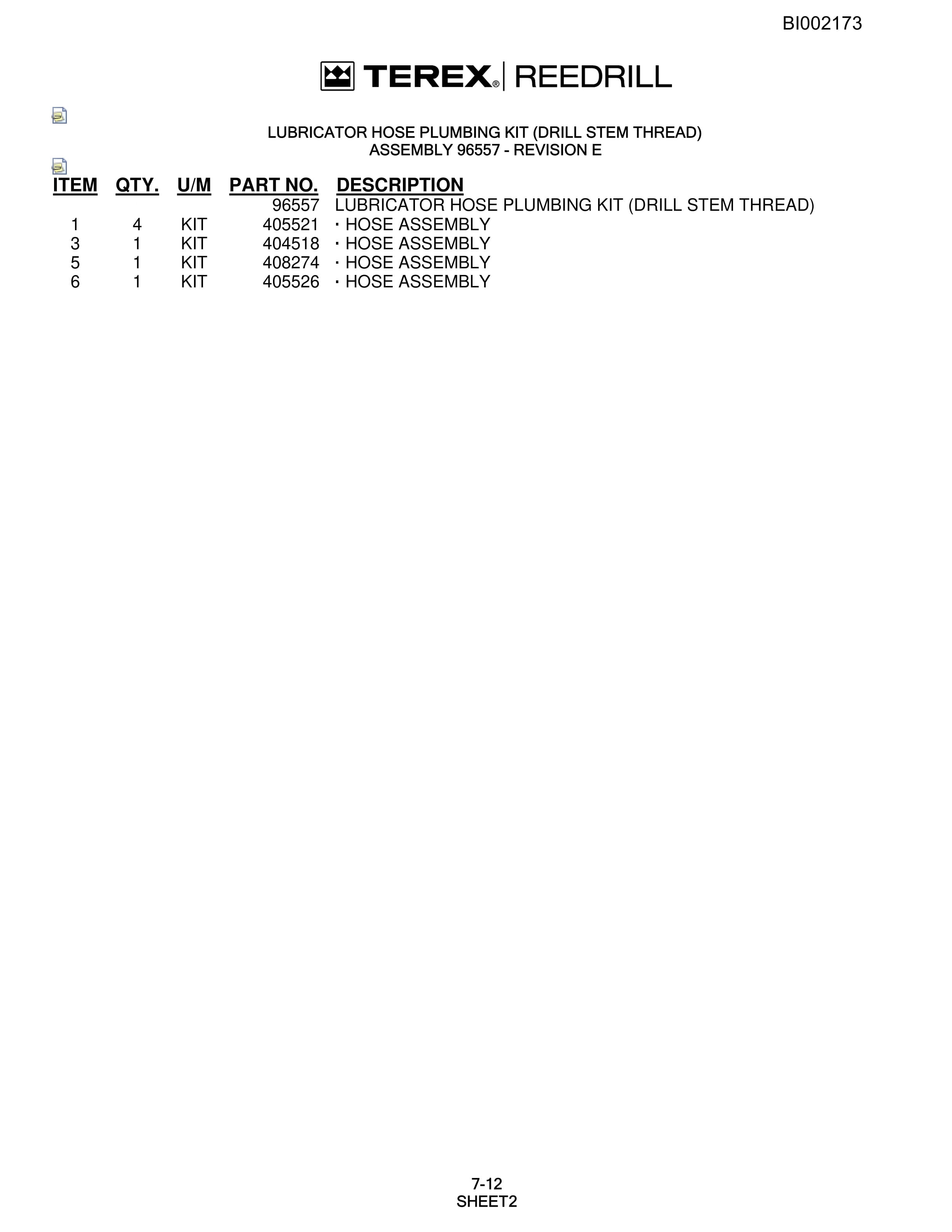 Bucyrus SKF Infinity Blasthole Drill Parts Catalog BI002173-4