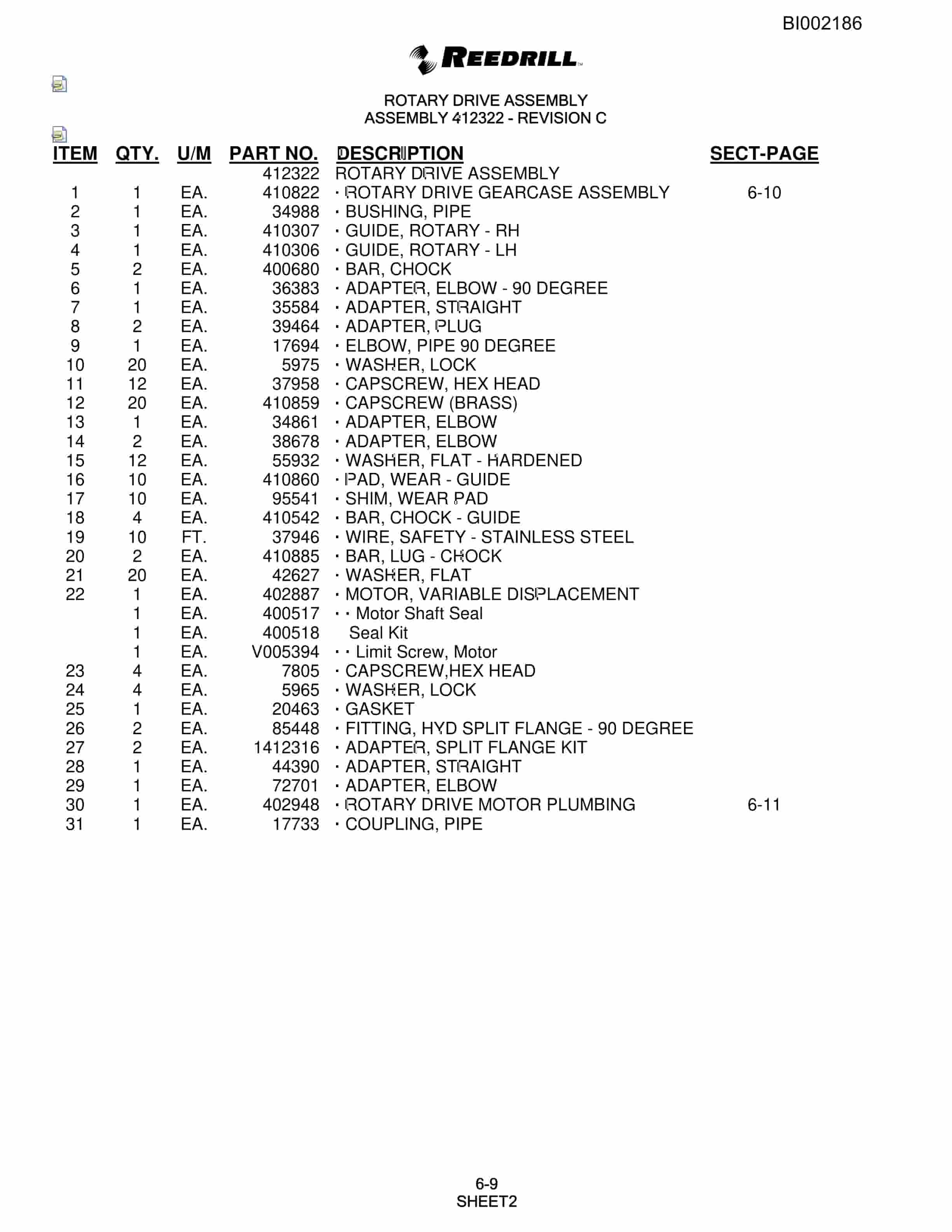 Bucyrus SKF Infinity Blasthole Drill Parts Catalog BI002186-3