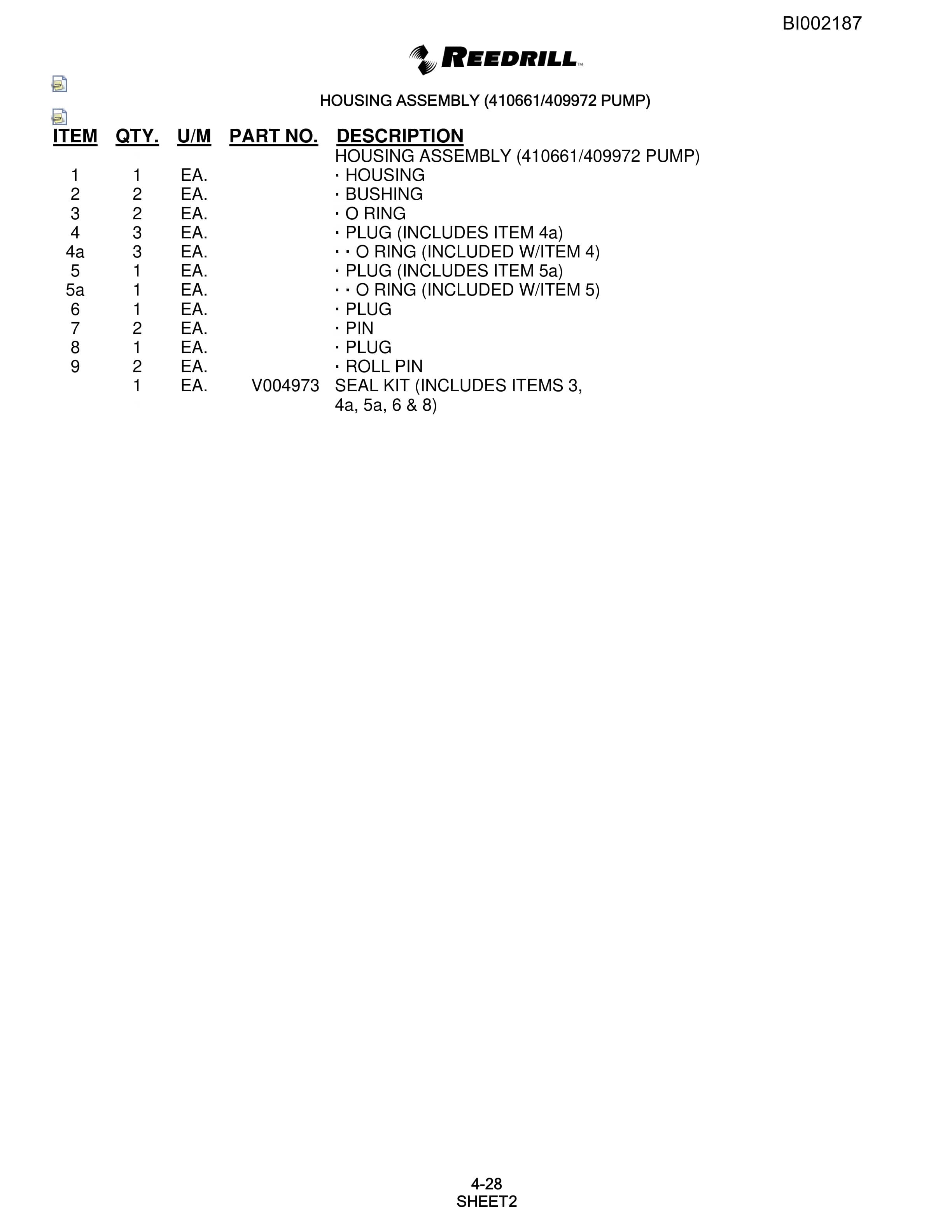Bucyrus SKF Infinity Blasthole Drill Parts Catalog BI002187-2