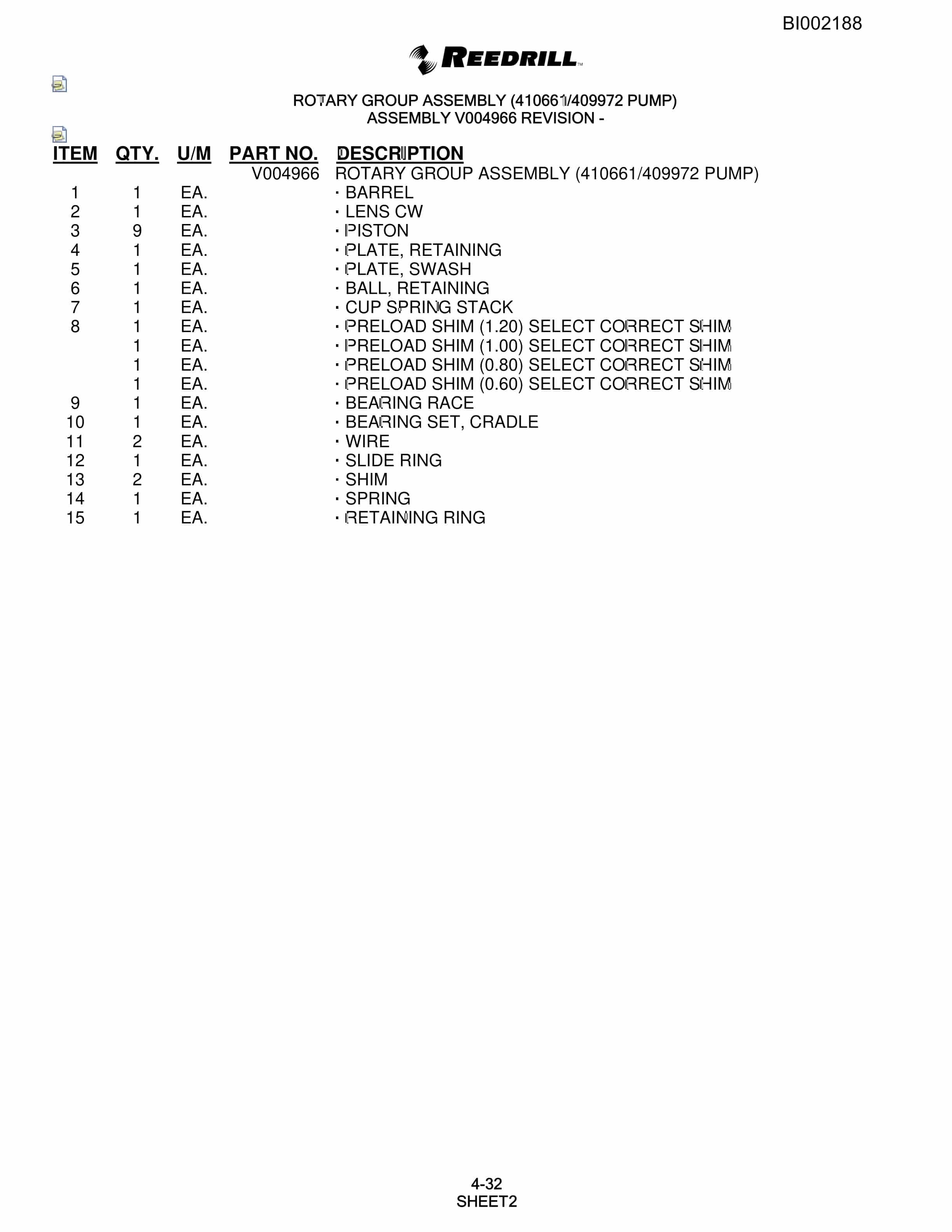 Bucyrus SKF Infinity Blasthole Drill Parts Catalog BI002188-2