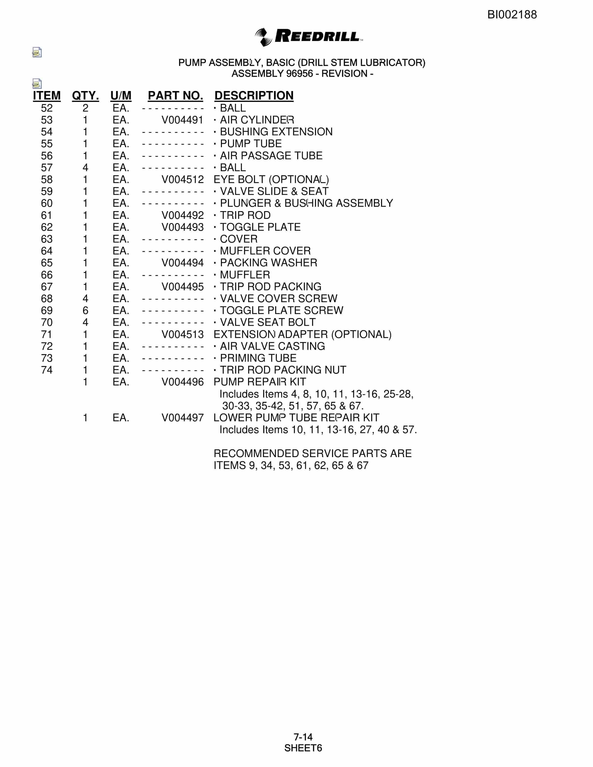 Bucyrus SKF Infinity Blasthole Drill Parts Catalog BI002188-5