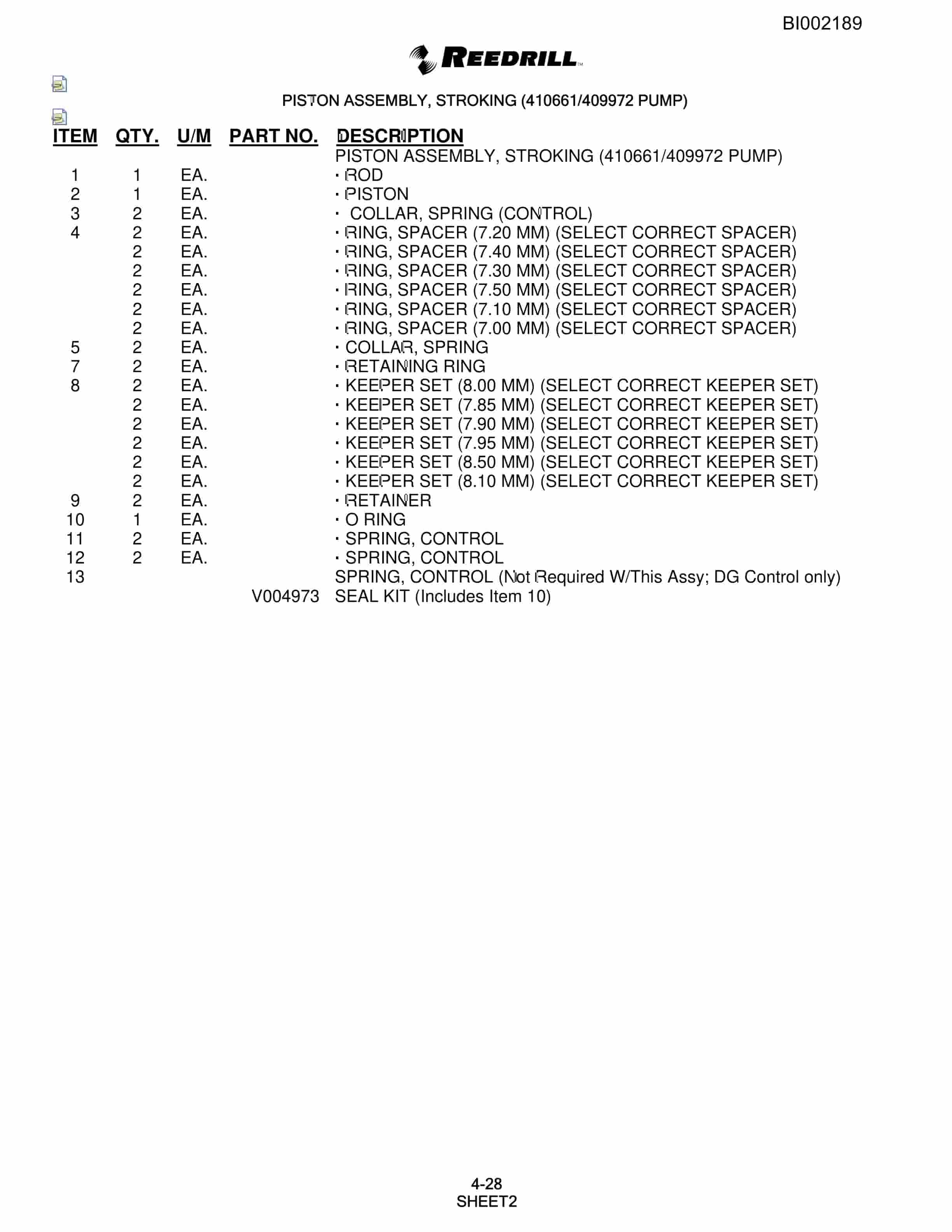 Bucyrus SKF Infinity Blasthole Drill Parts Catalog BI002189-2