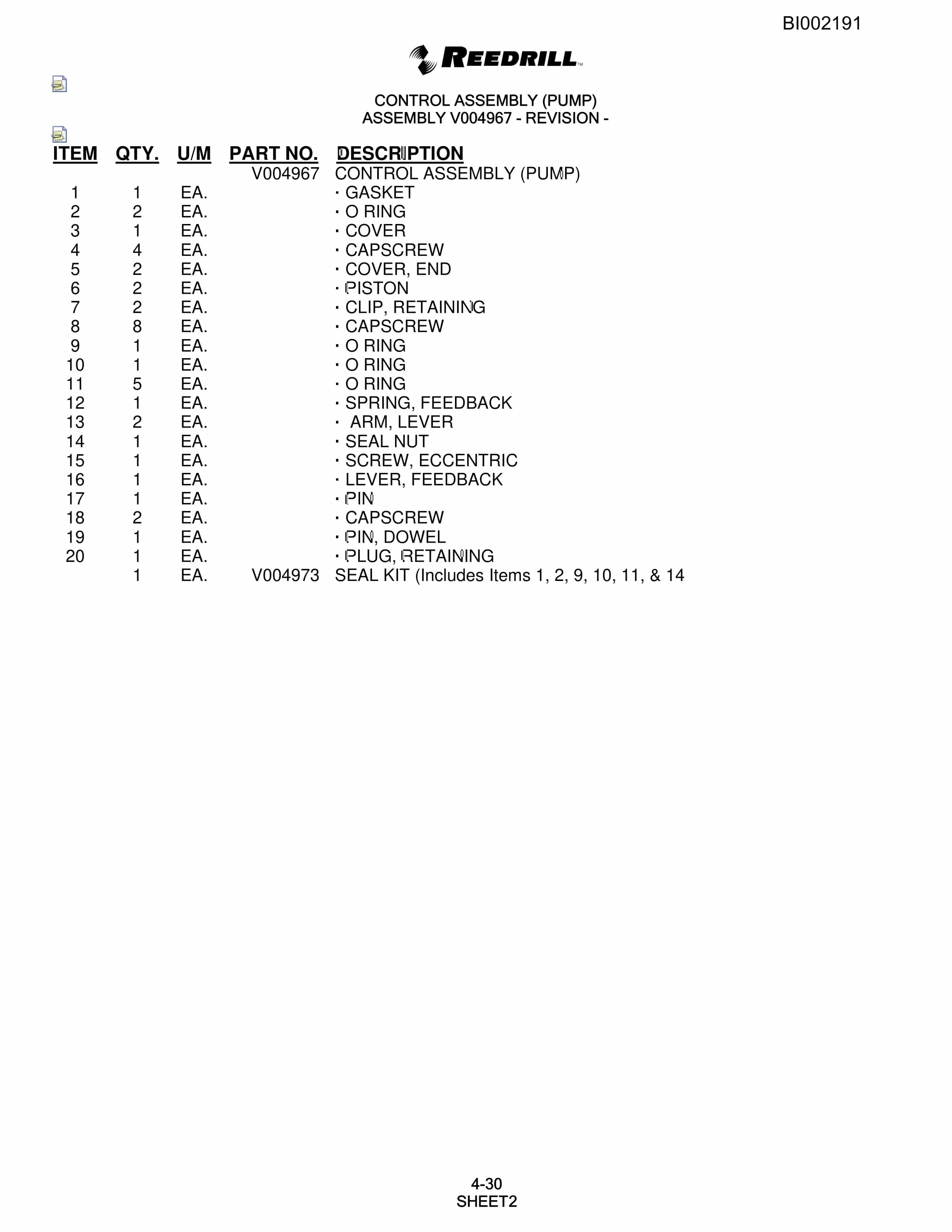 Bucyrus SKF Infinity Blasthole Drill Parts Catalog BI002191-2