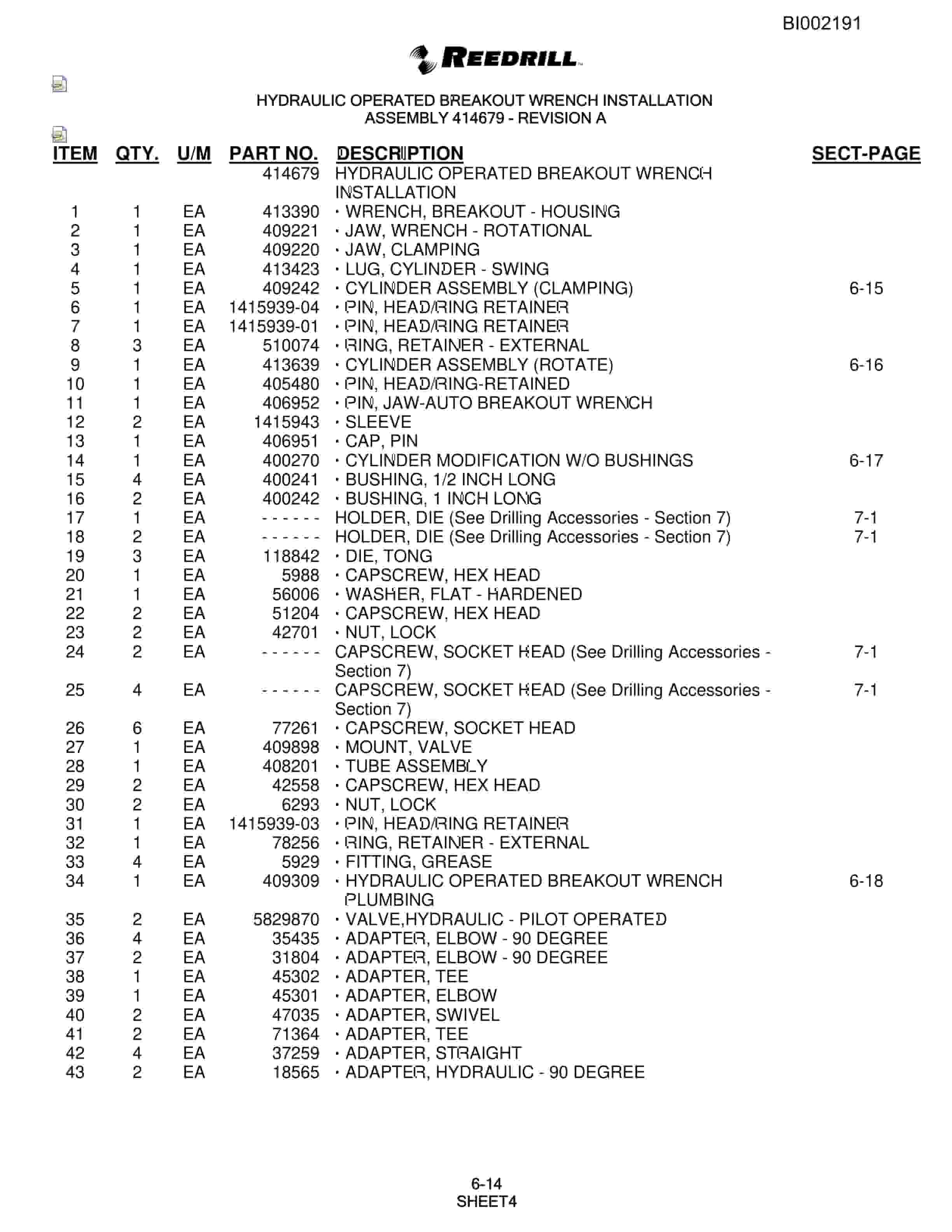Bucyrus SKF Infinity Blasthole Drill Parts Catalog BI002191-3
