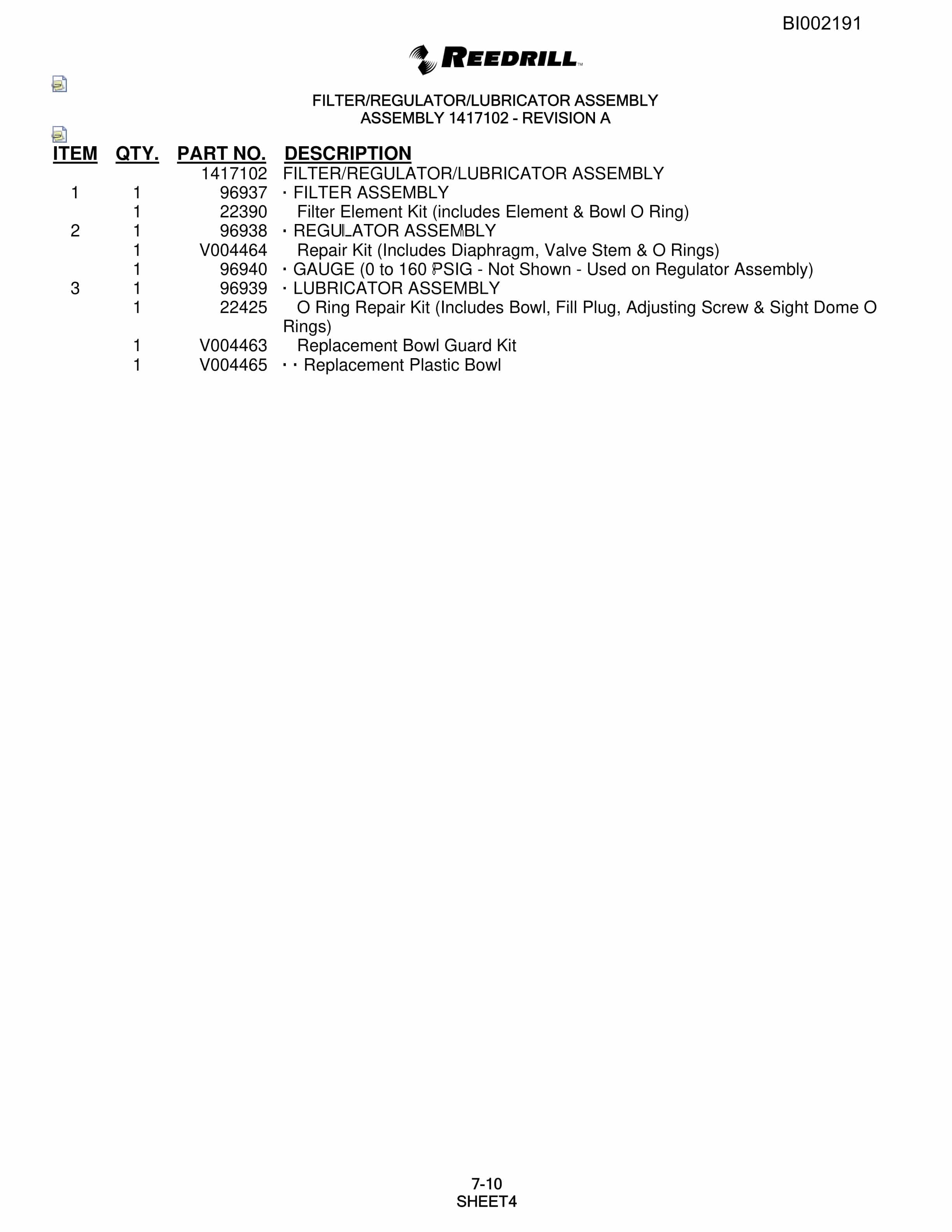 Bucyrus SKF Infinity Blasthole Drill Parts Catalog BI002191-5
